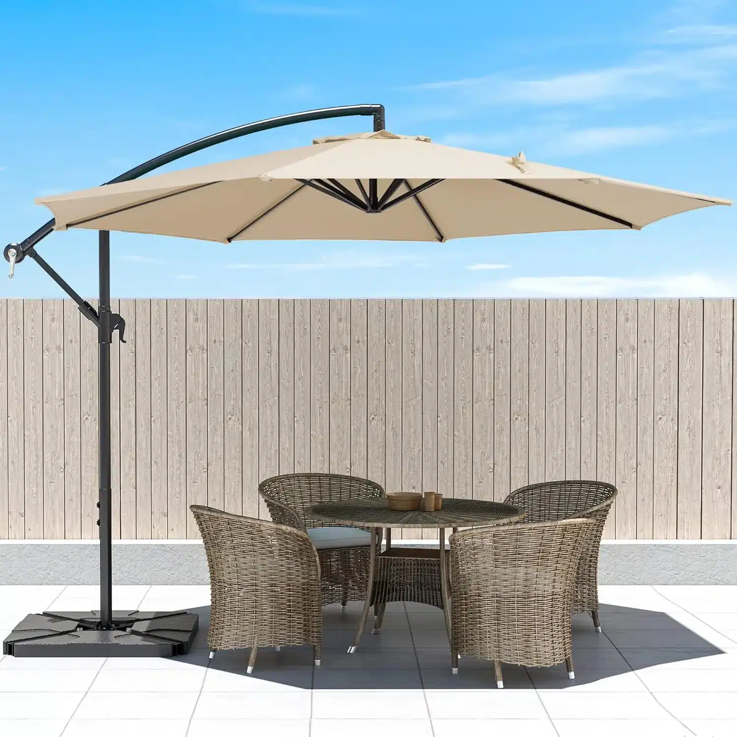 Outdoor Offset Cantilever Umbrella​ with Patio Sofa Set