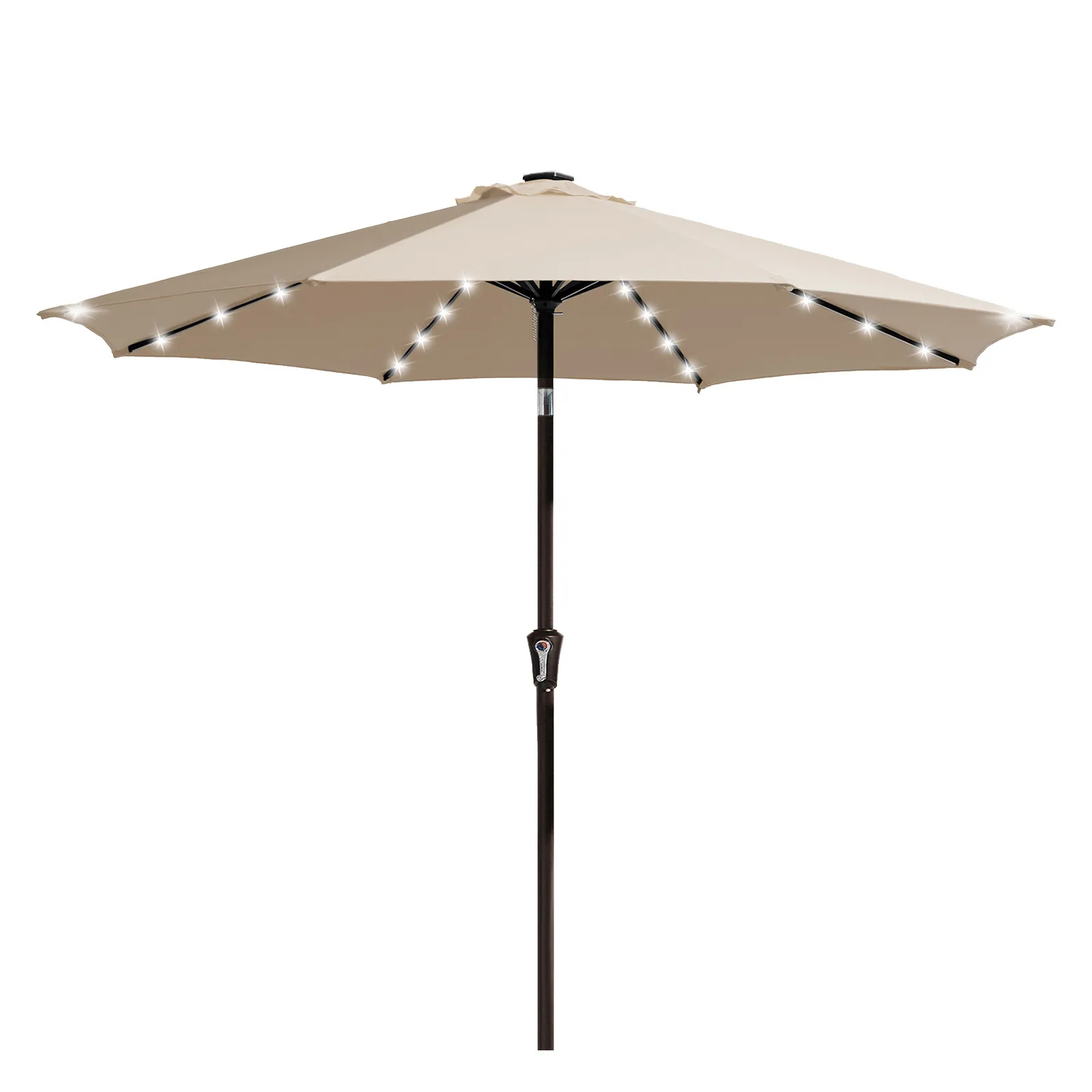Round 9 ft Patio Umbrella with Solar Lights
