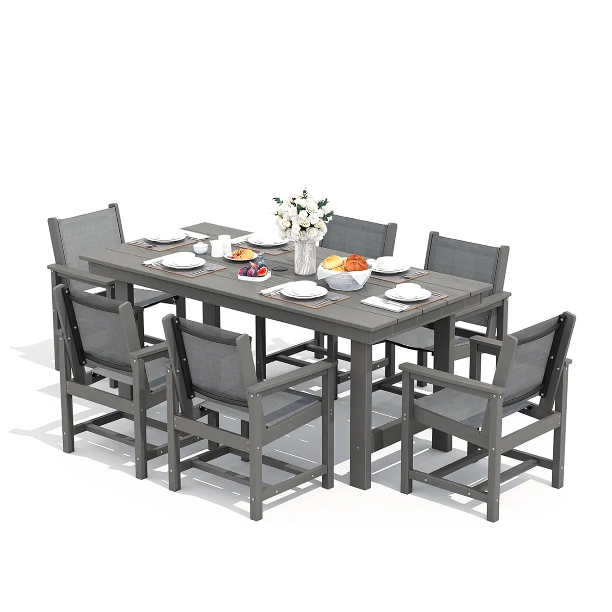GRANGE 7-Piece Poly Sling Outdoor Dining Set