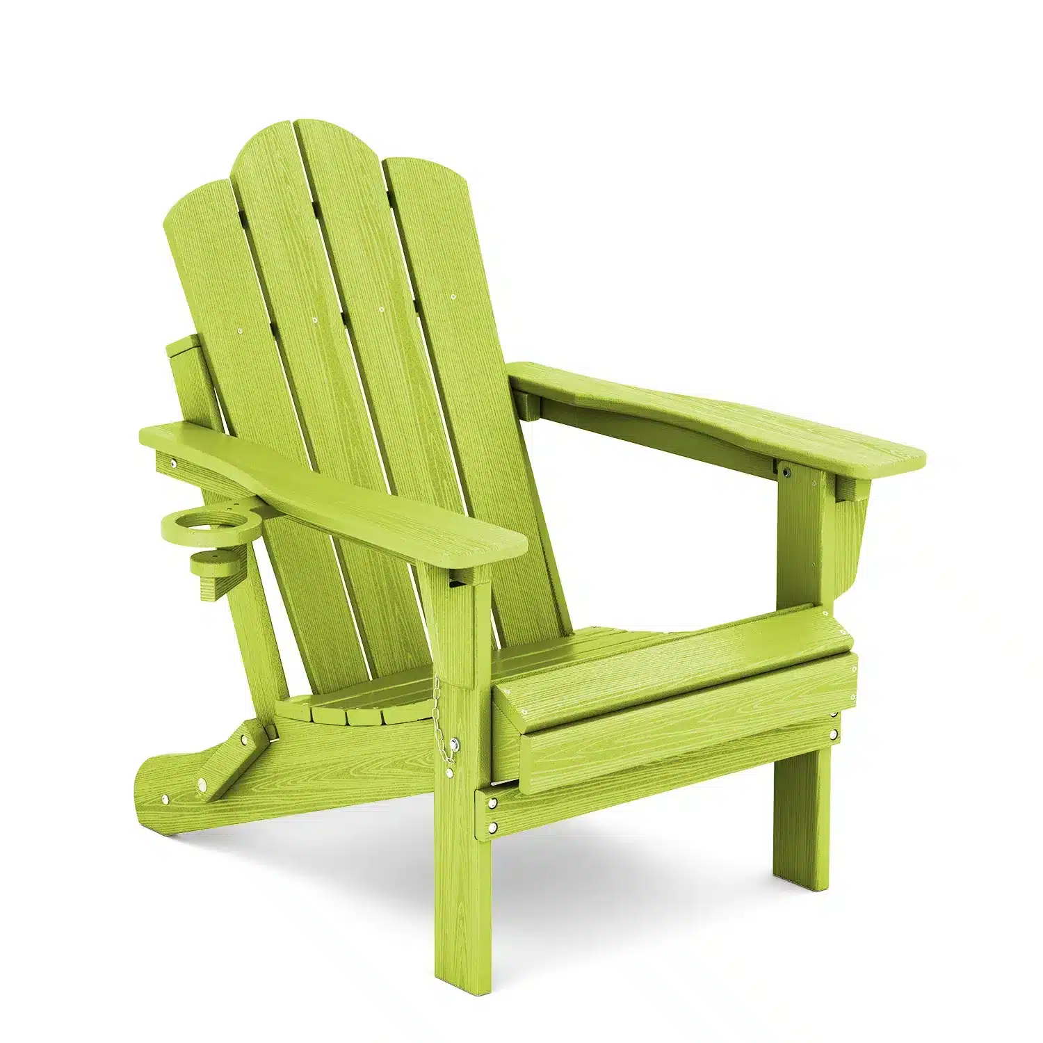 Outdoor HDPE Poly Vintage Reclining Folding Adirondack Chair with Cup-Holder - Apple Green, Aqua Blue, Black, Brown, Burgundy, Coffee, Dark Gray, Dark Green, Dark Orange, Navy, Red, White, Yellow