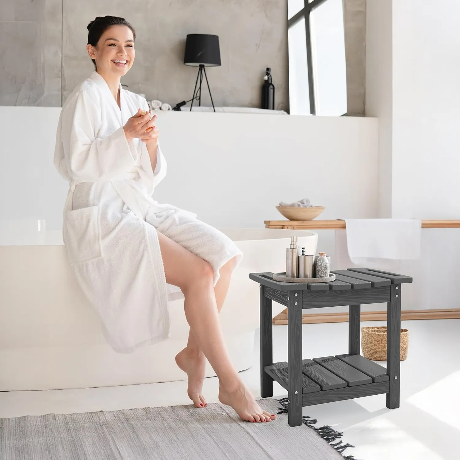 poly shower stool with storage shelf - image 5 Poly Shower Stool with Storage Shelf - Image 5