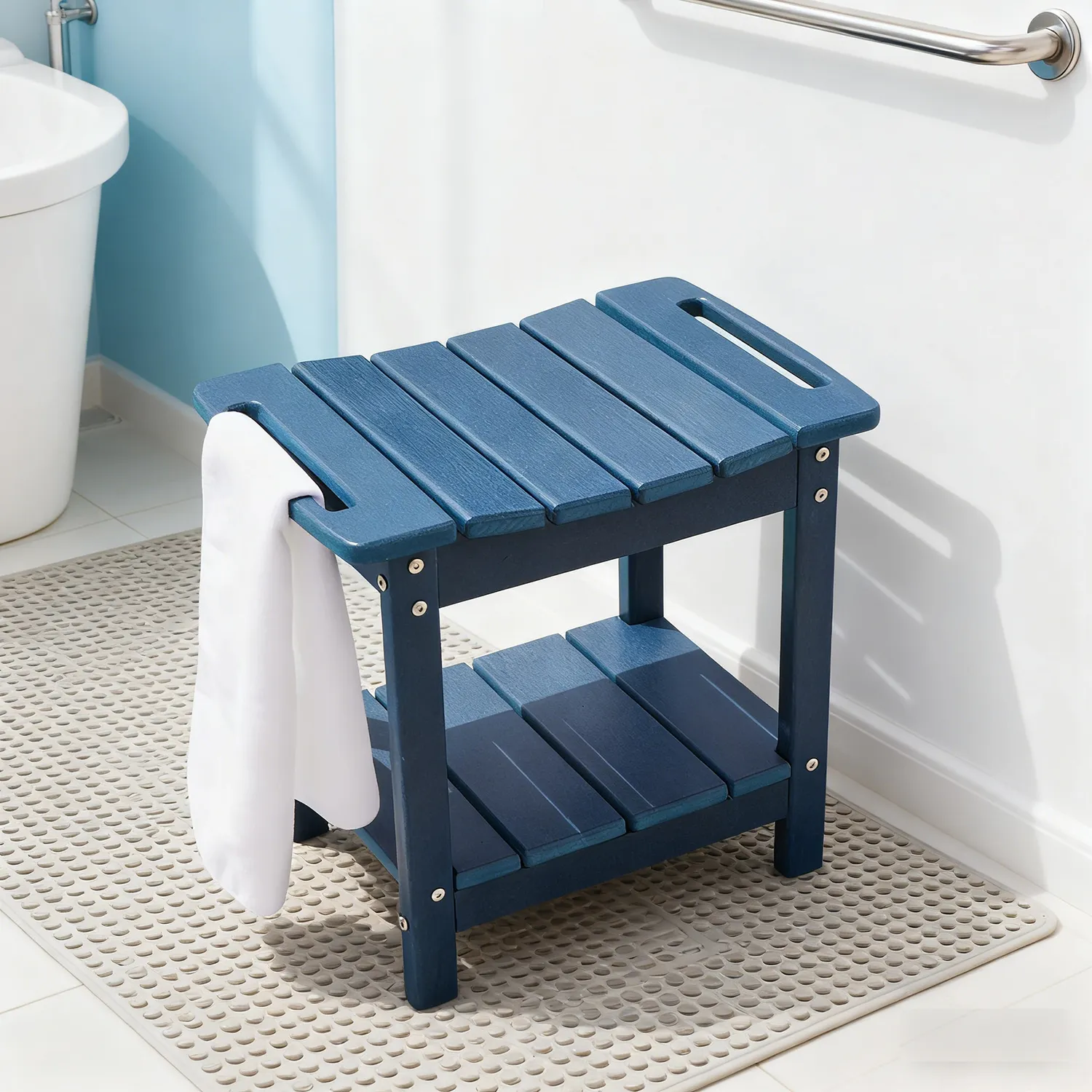 poly shower stool with storage shelf - image 3 Poly Shower Stool with Storage Shelf - Image 3