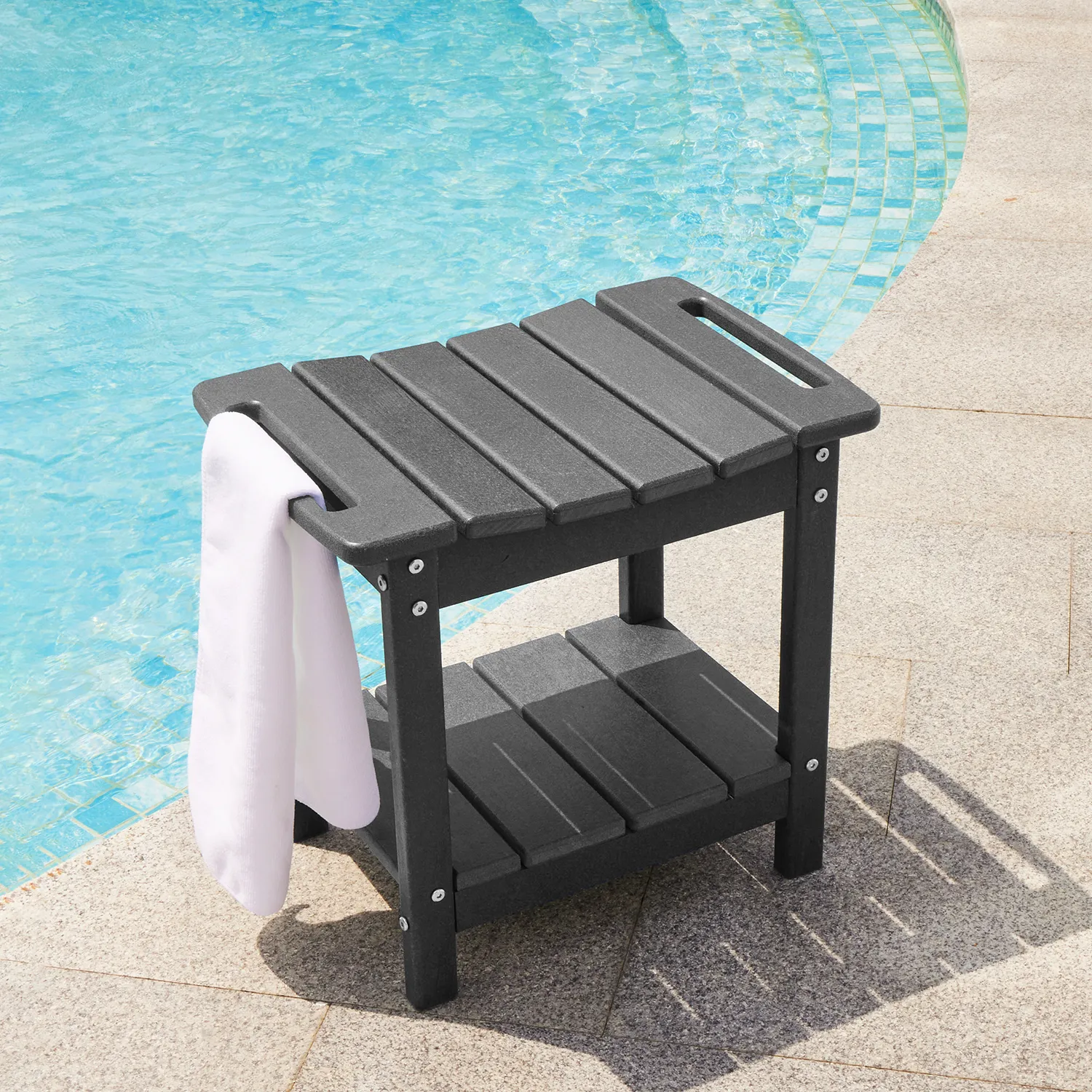 poly shower stool with storage shelf - image 2 Poly Shower Stool with Storage Shelf - Image 2