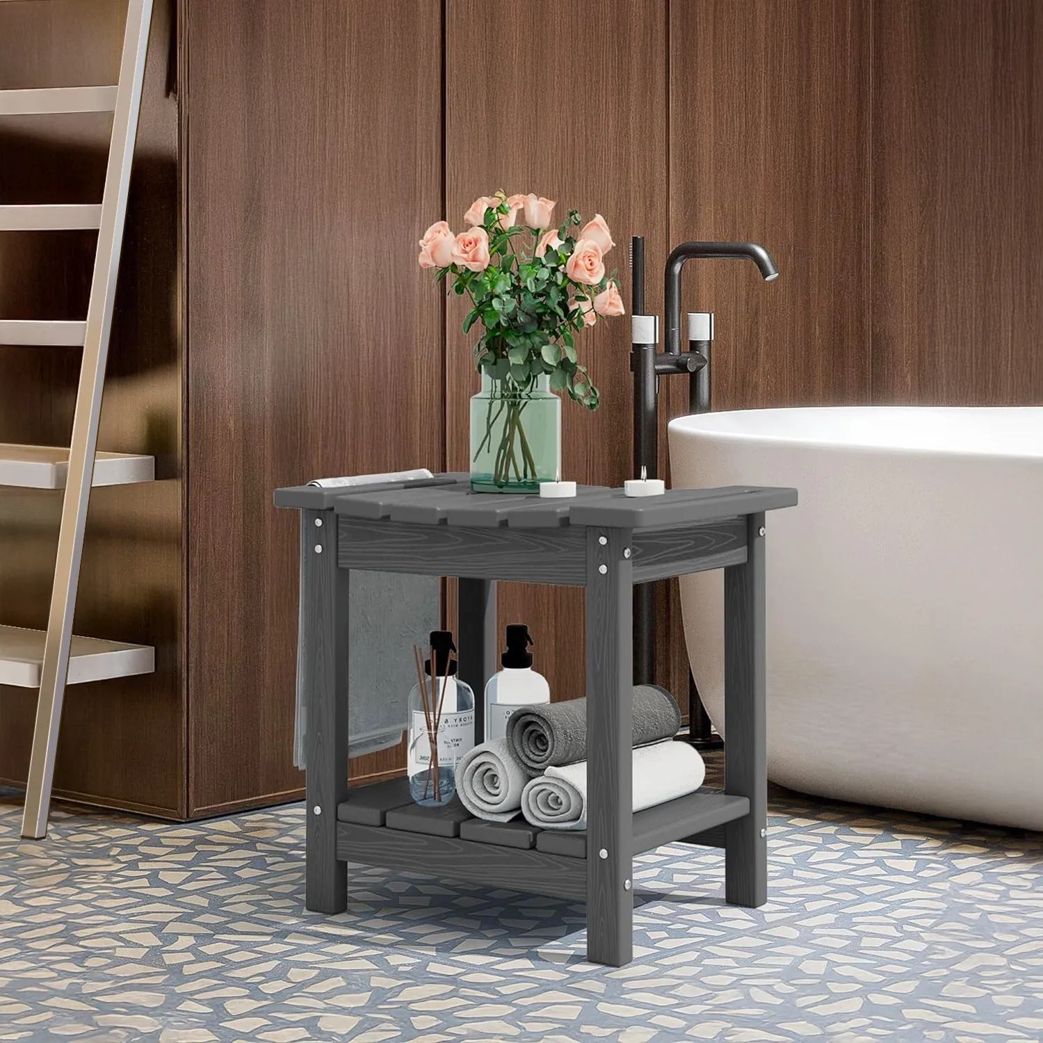 poly shower stool with storage shelf - image 4 Poly Shower Stool with Storage Shelf - Image 4