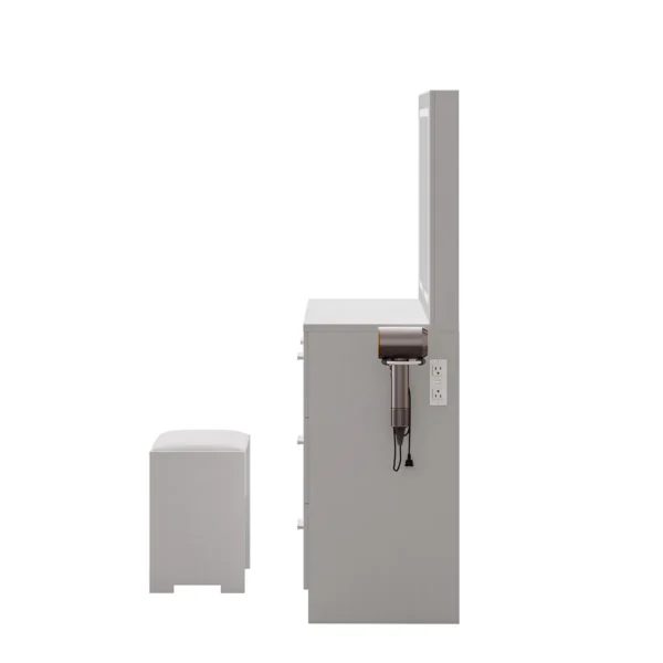 Modern Makeup Vanity Desk Set with LED Mirror, Drawers and Stool - Image 7