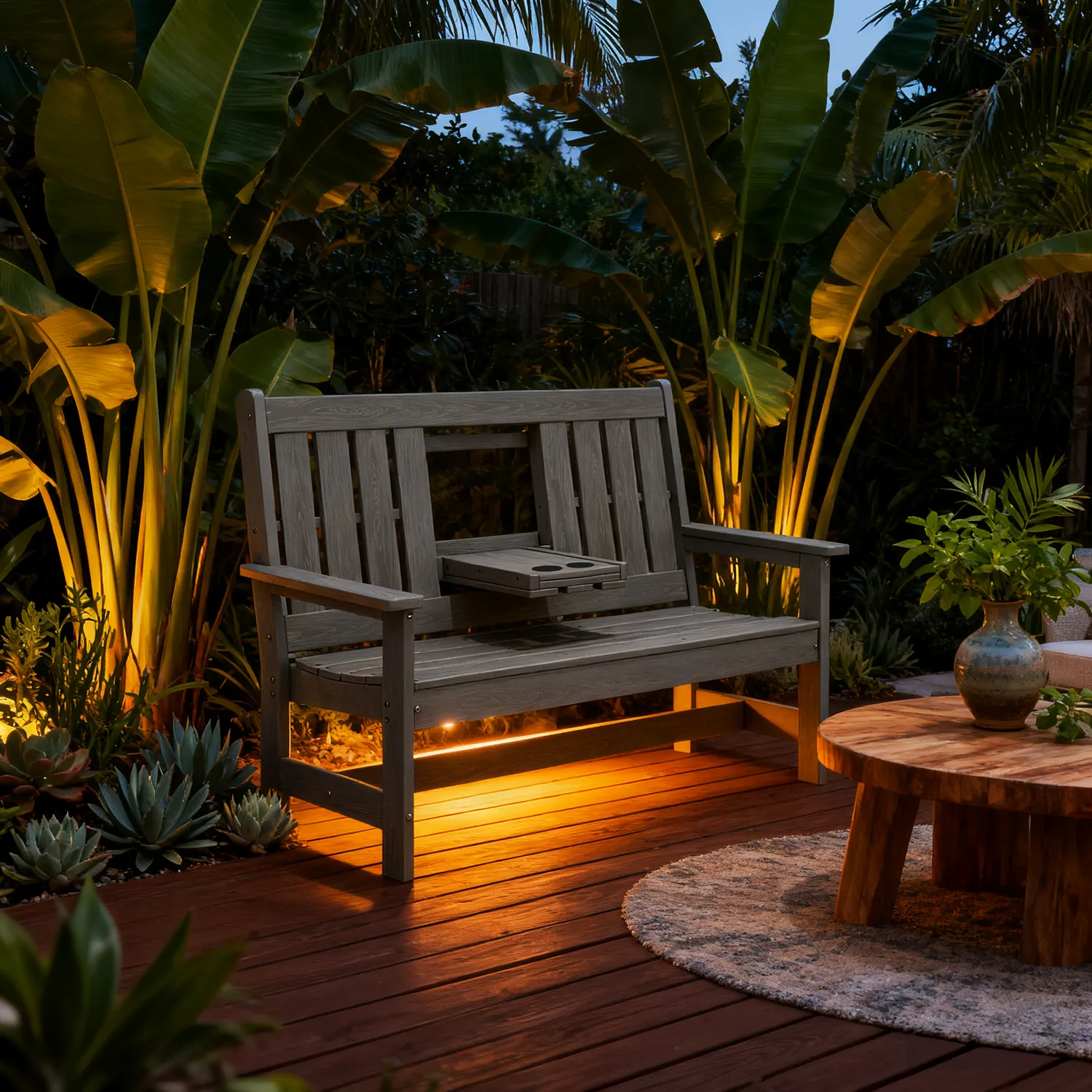 outdoor poly bench with cup holders - image 3 Outdoor Poly Bench with Cup Holders - Image 3