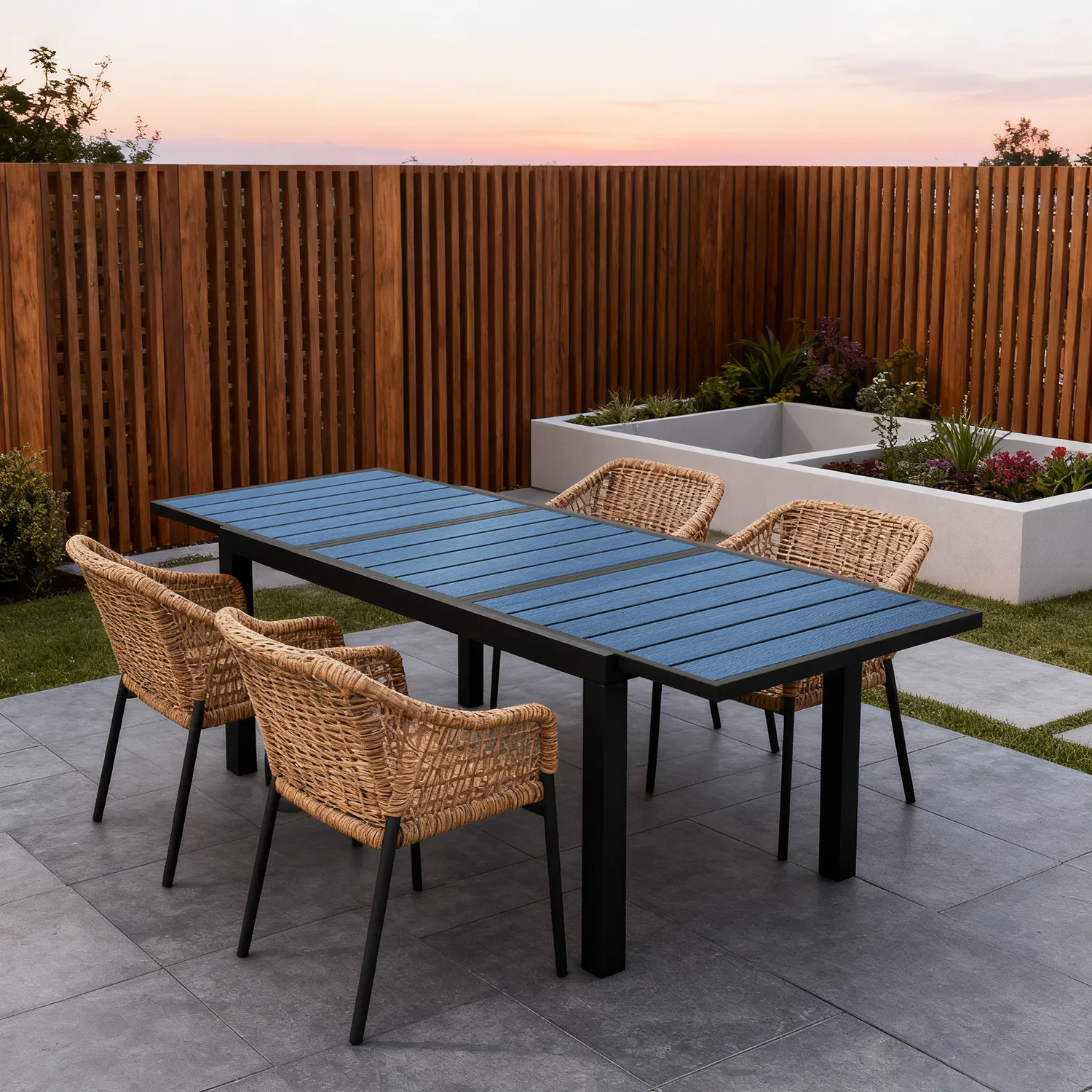Navy Outdoor Expanded Outdoor Dining Table at Patio