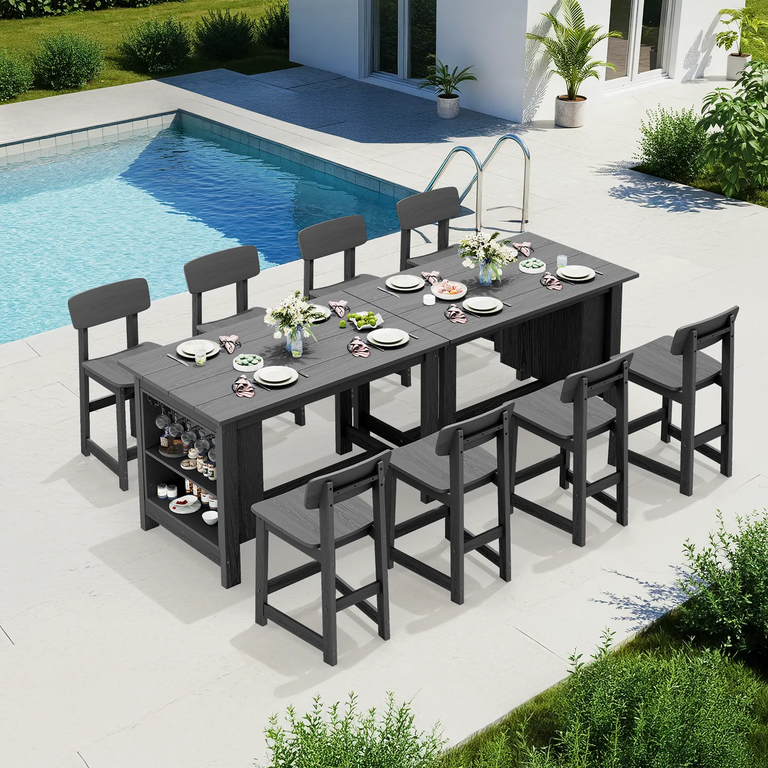 outdoor counter height table by the poolside Outdoor Counter Height Table by the Poolside