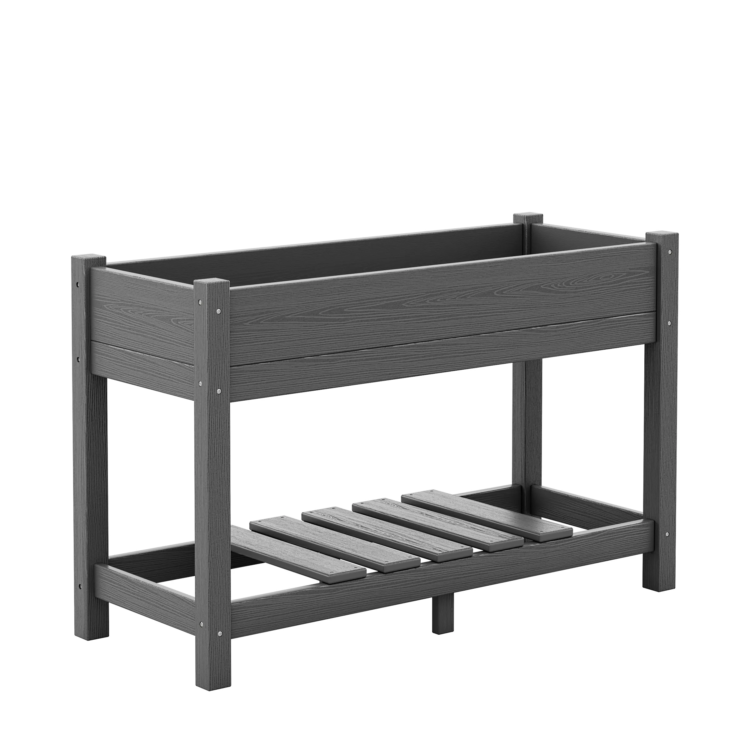 Dark Gray Outdoor HDPE Raised Garden Bed