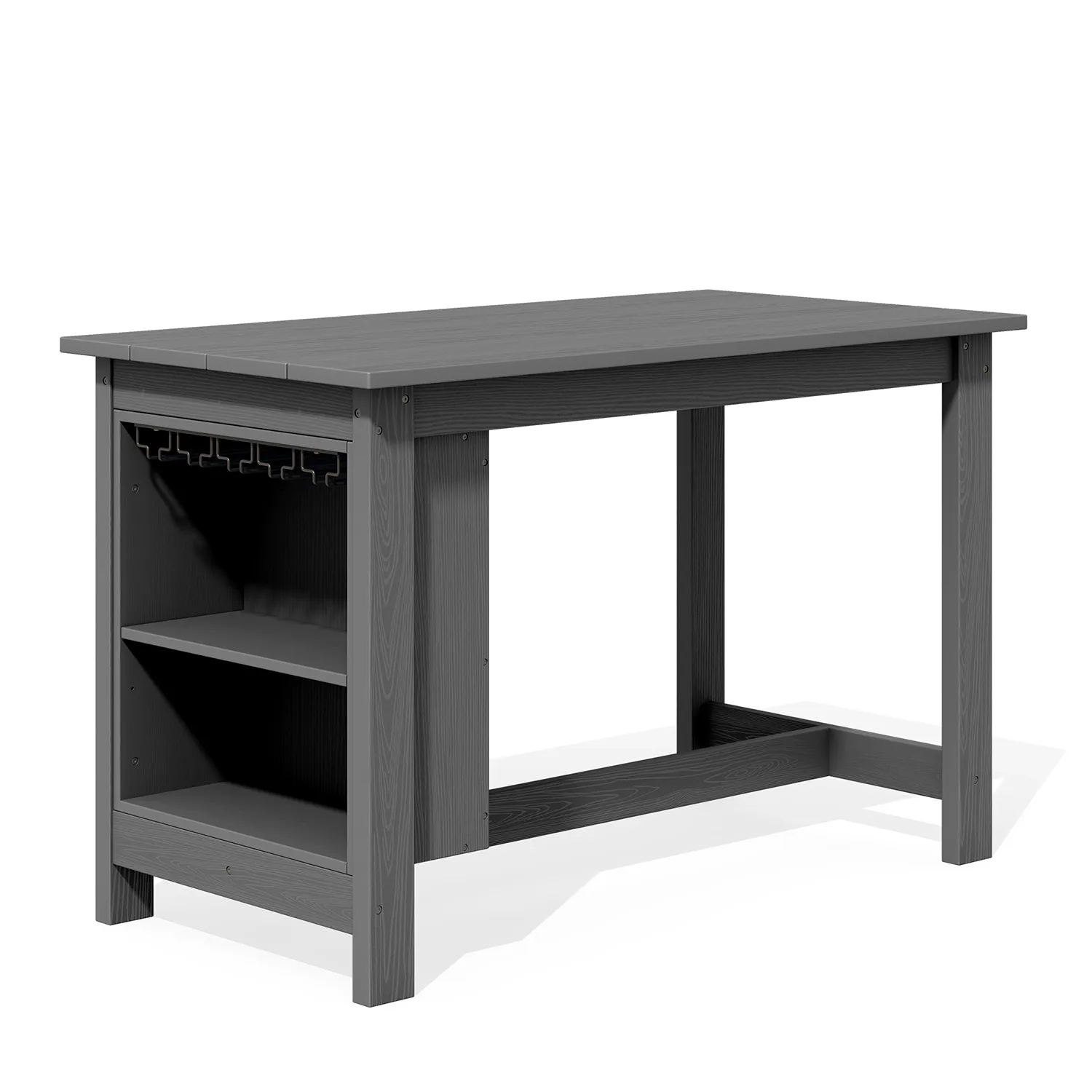 Dark Gray Patio Storage Counter Height Table