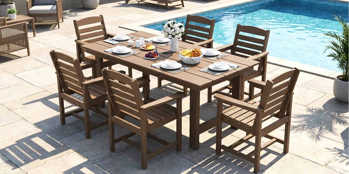 Large Deck Pool Furniture Layout Ideas