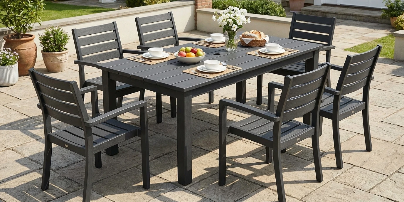 Outdoor dining table with chairs