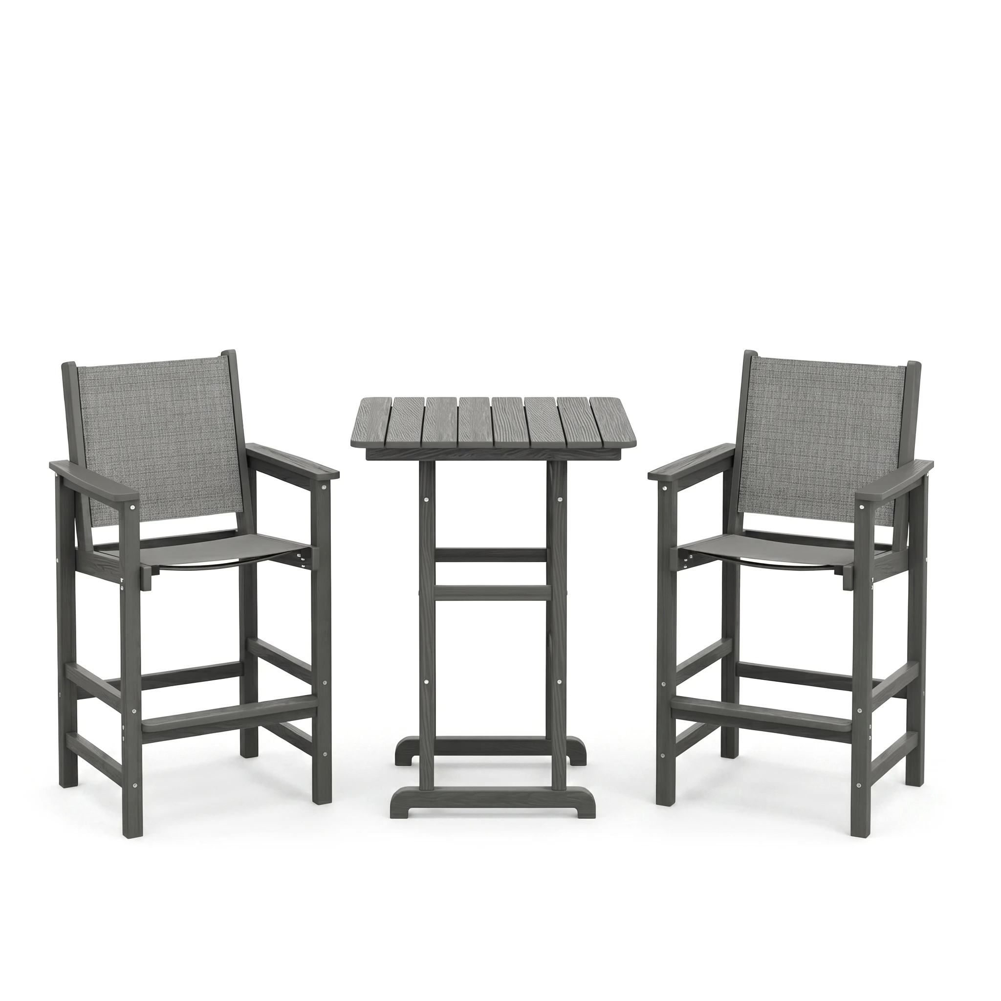 grange 3-piece poly textilene bar table and chair set GRANGE 3-Piece Poly Textilene Bar Table and Chair Set