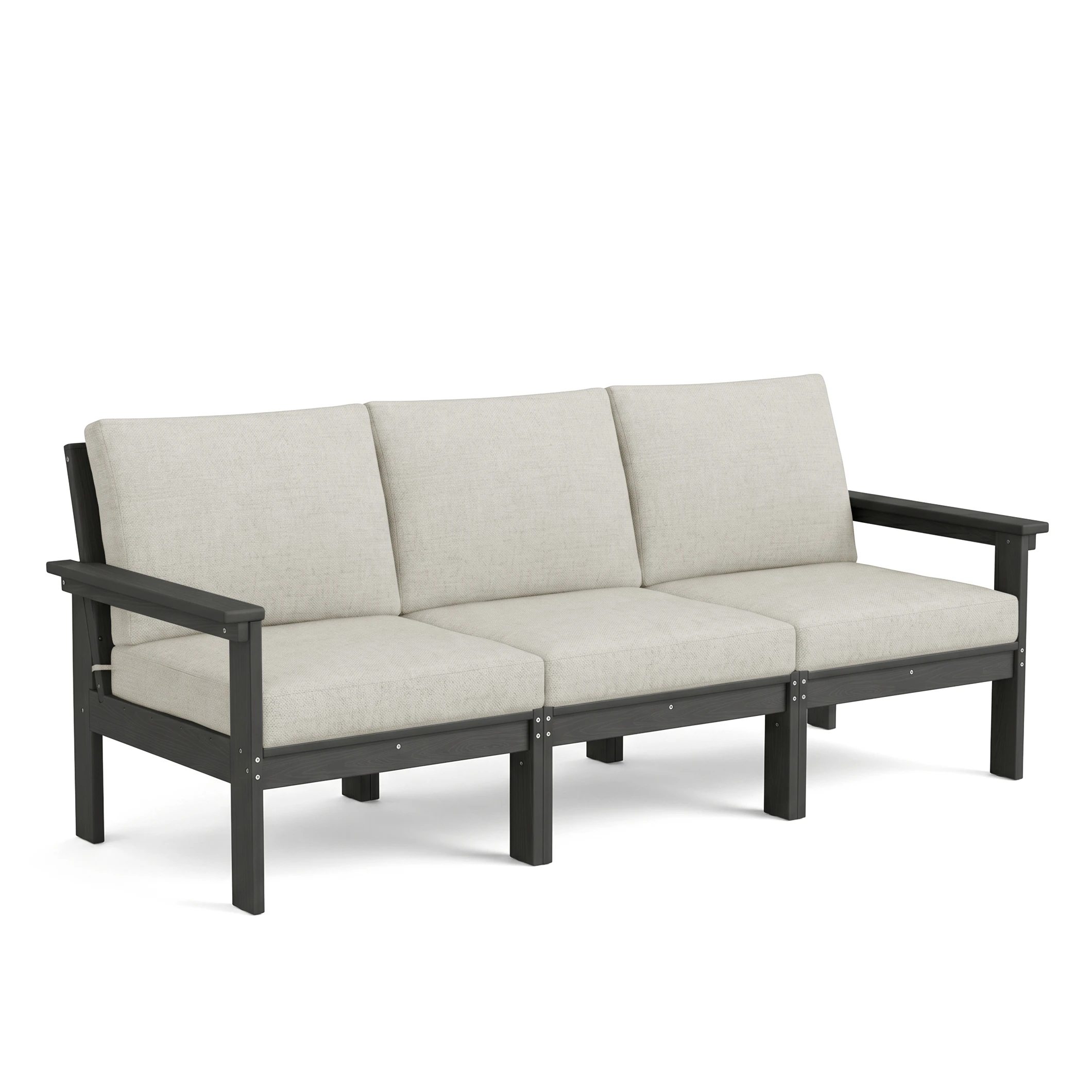 Modern HDPE Poly 3-Seater Outdoor Couch Waterproof Deep Seating Sofa Bench