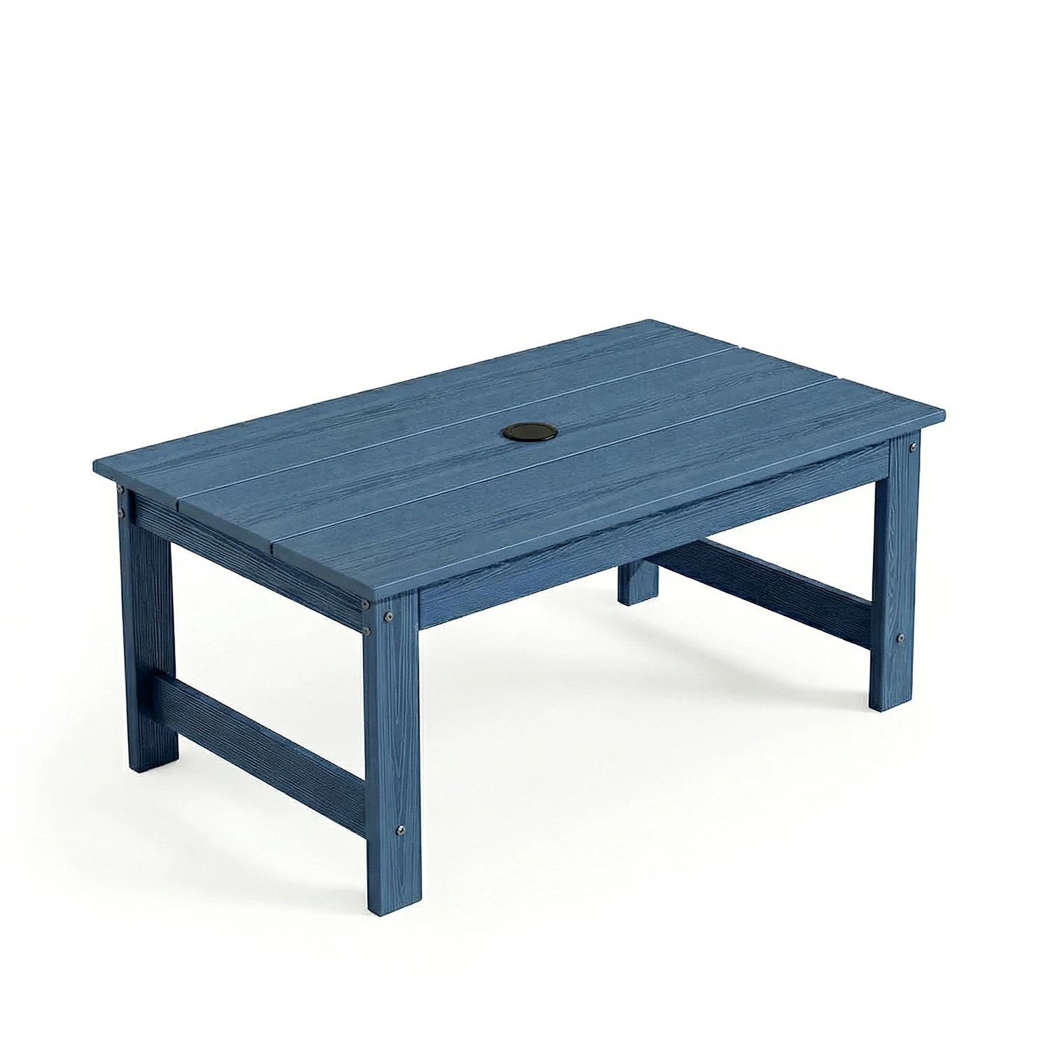Waterproof Poly Outdoor Coffee Table with Umbrella Hole for Patio Living Space