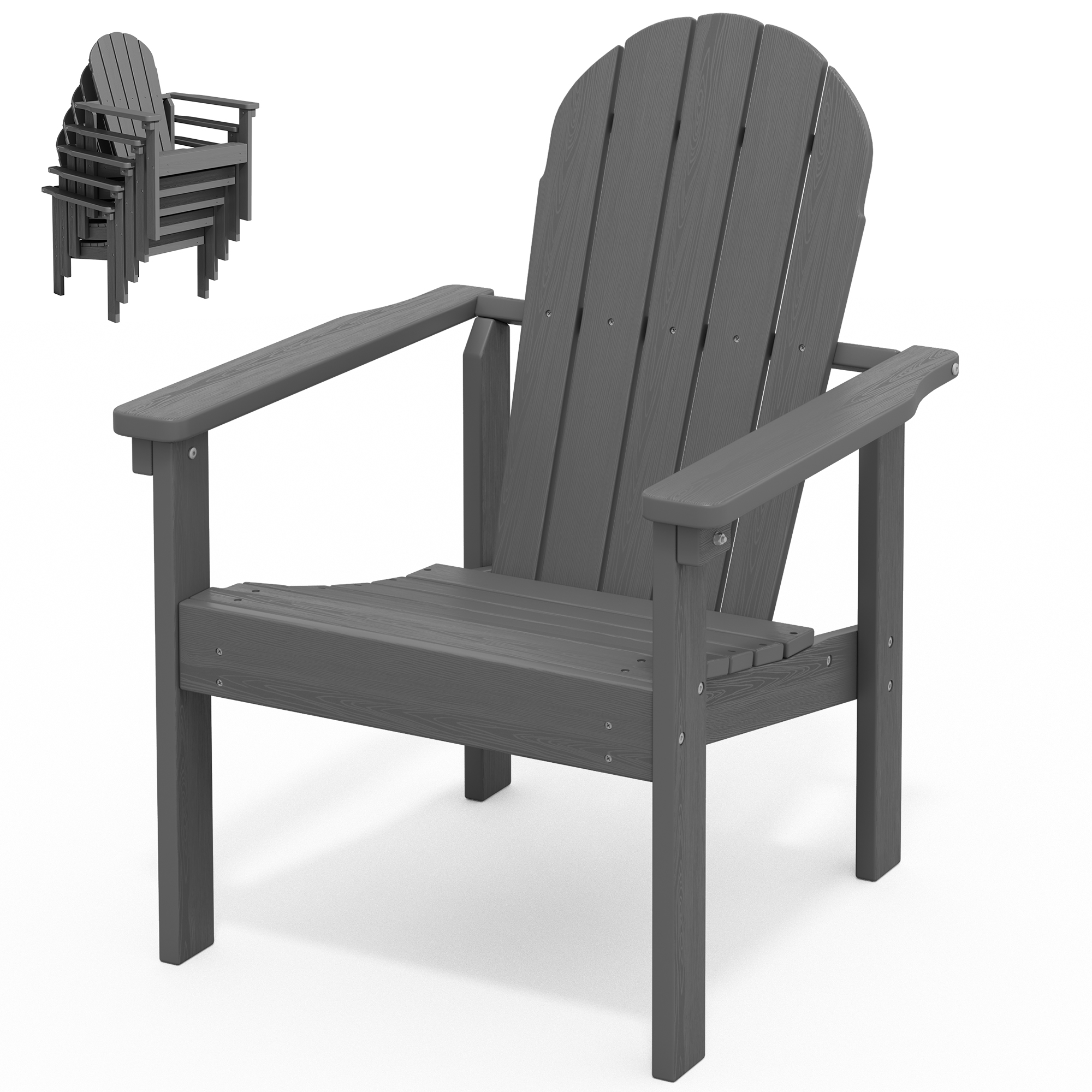 SERWALL Stackable Adirondack Chair, Grey