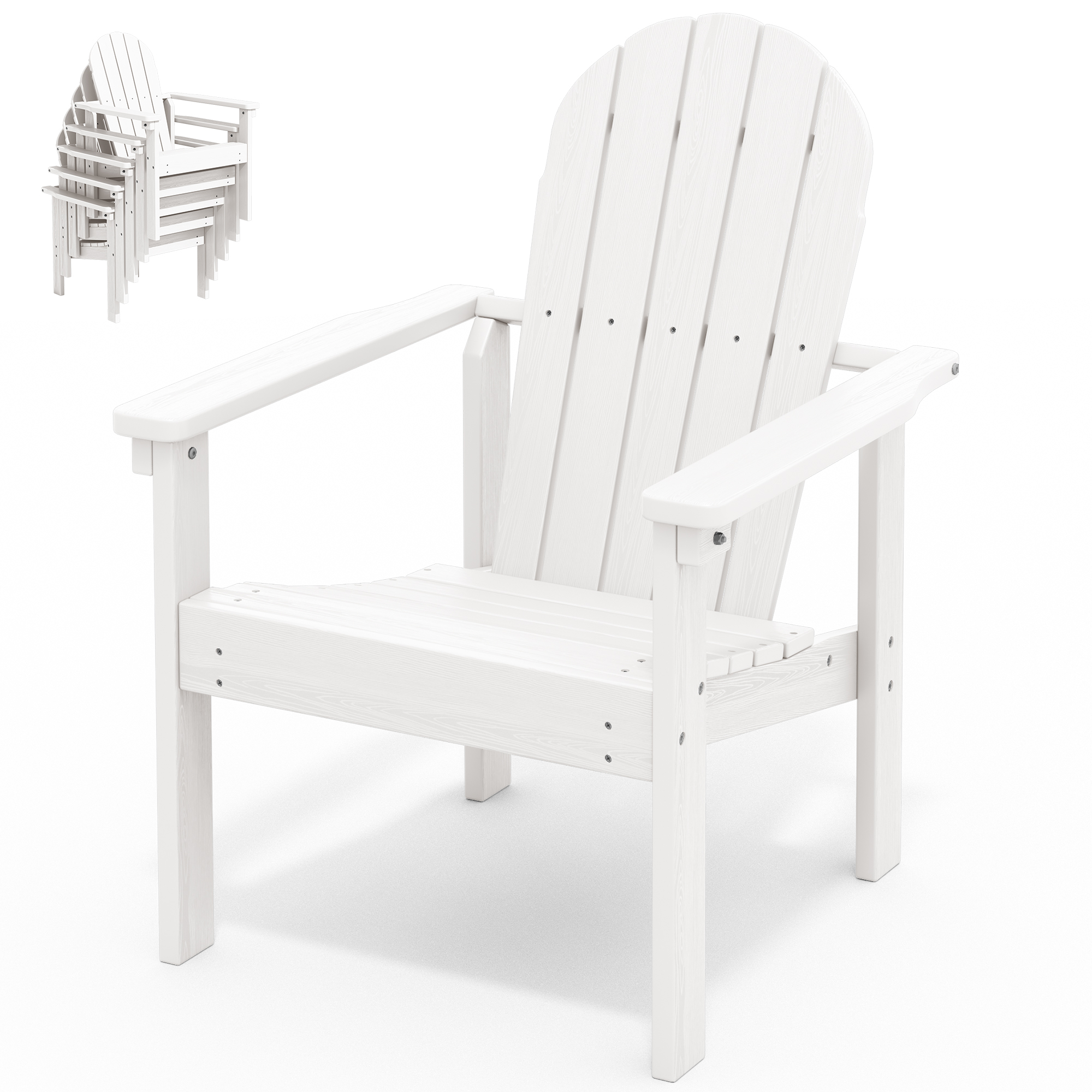 SERWALL Stackable Adirondack Chair, White