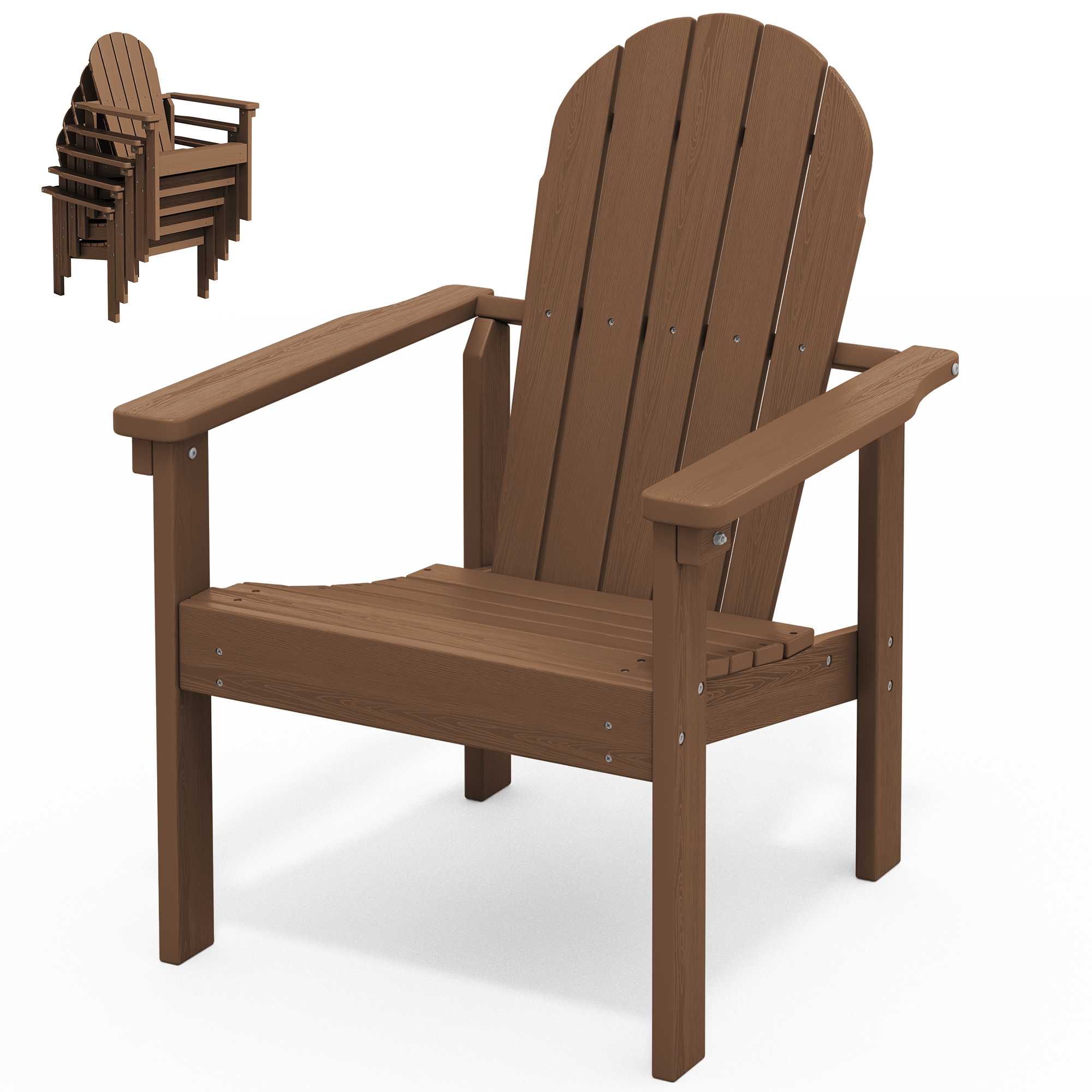 SERWALL Stackable Adirondack Chair, Brown