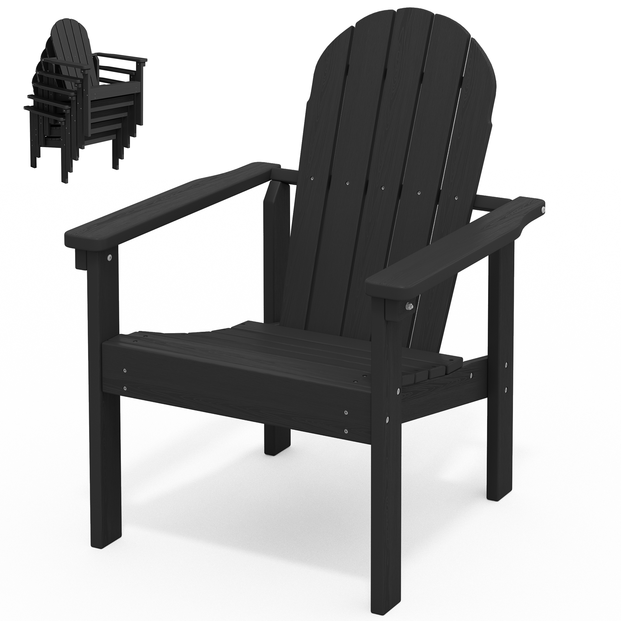 SERWALL Stackable Adirondack Chair, Black