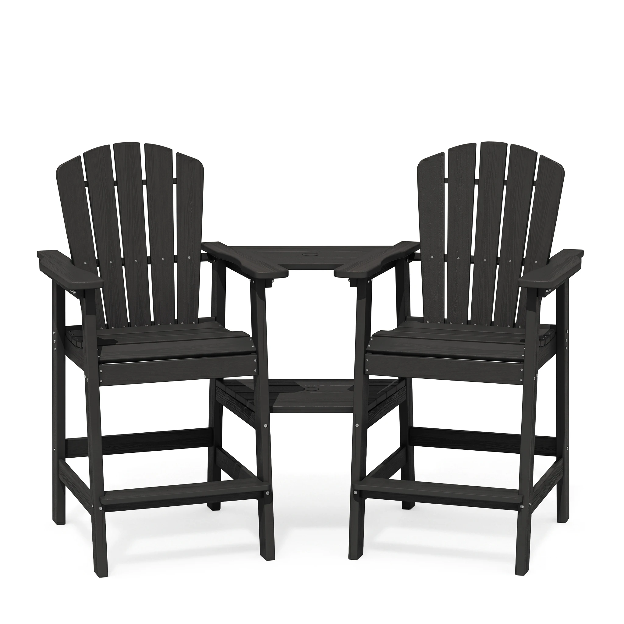2-Person Adirondack Bar Chair Set with Removable Connecting Table