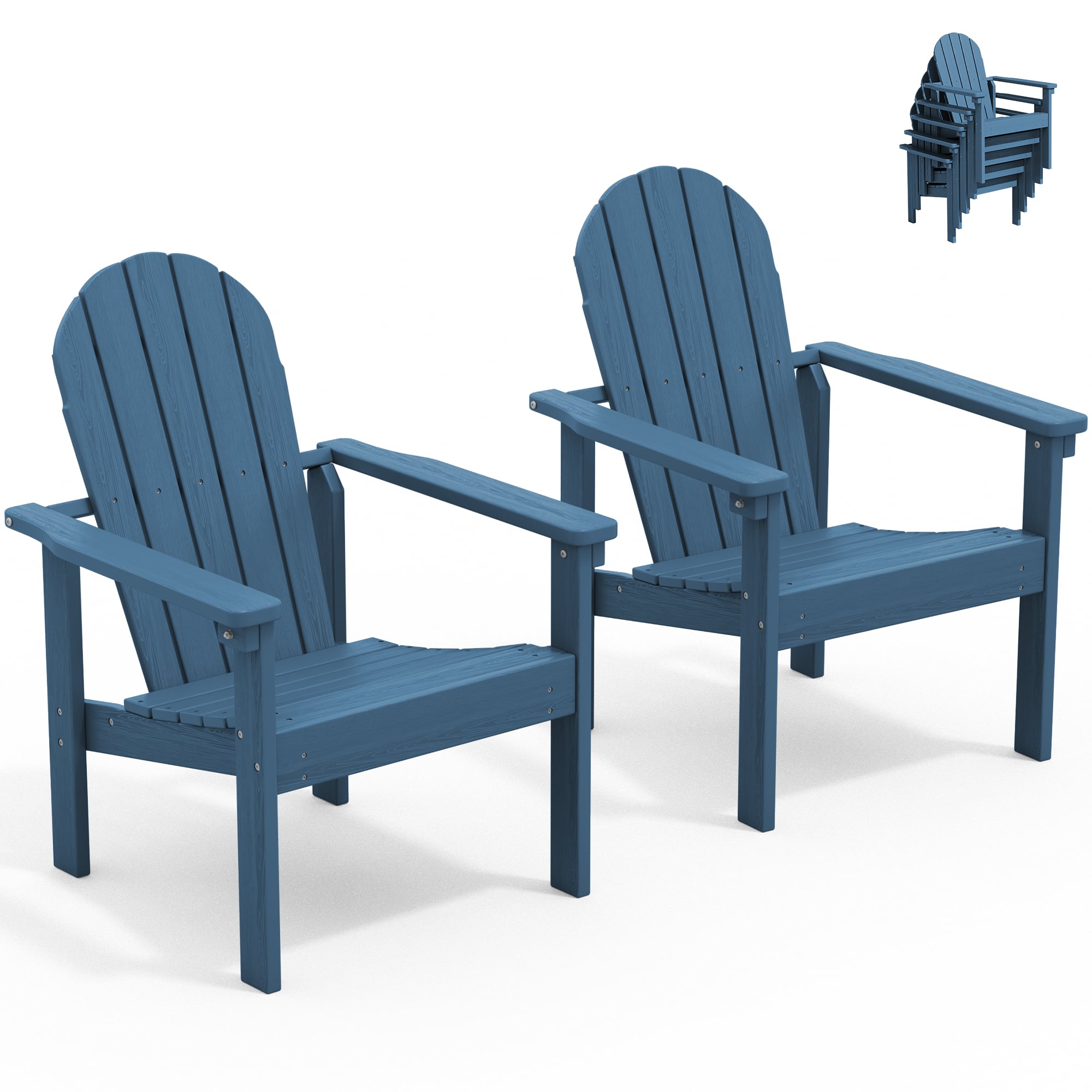 SERWALL Outdoor Stackable Adirondack Chairs Set of 2, Blue