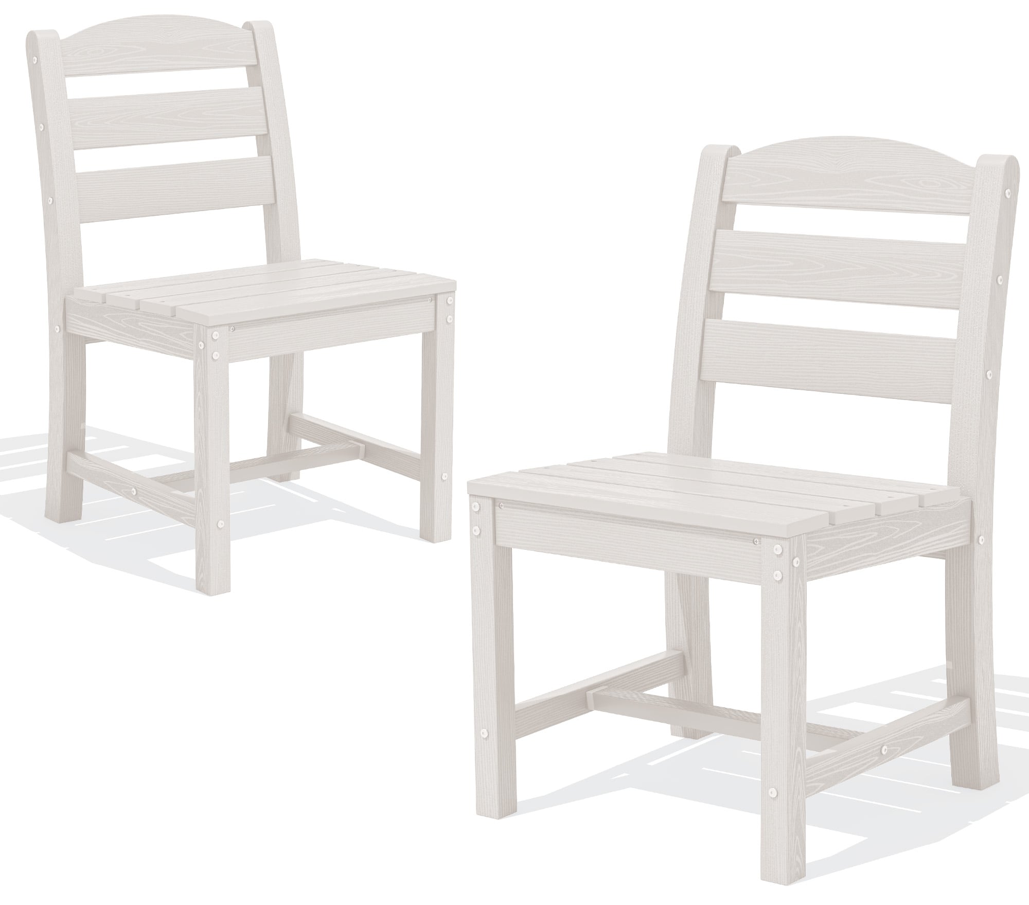 SERWALL Outdoor HDPE Armless Dining Chairs Set of 2, All-Weather Patio Dining Chairs for 2 with Widened Seat and Curved Backerst for Garden Backyard Deck, White