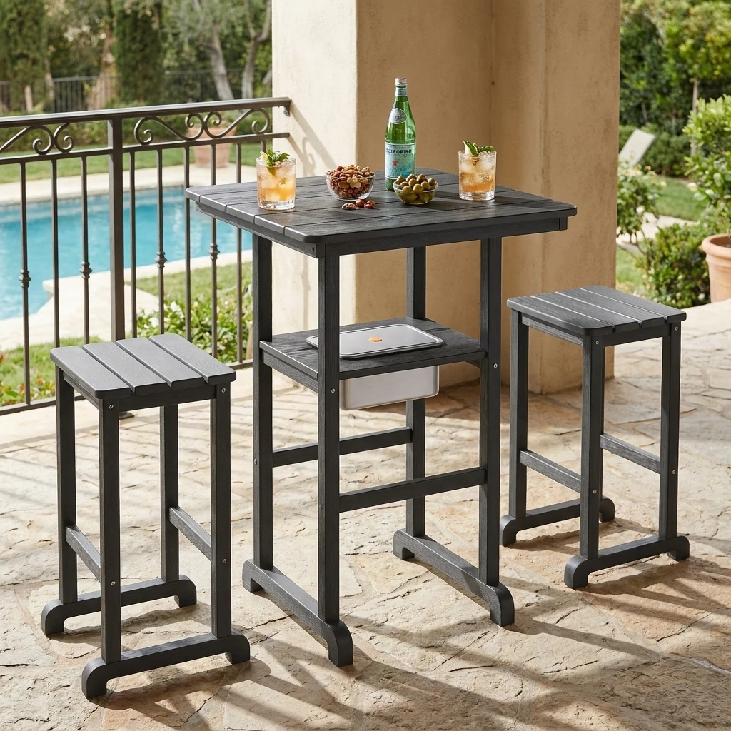 outdoor bar height table with hidden ice bucket - image 4 Outdoor Bar Height Table with Hidden Ice Bucket - Image 4