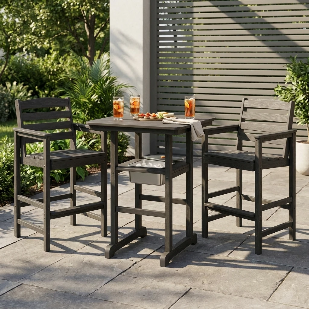 outdoor bar height table with hidden ice bucket - image 6 Outdoor Bar Height Table with Hidden Ice Bucket - Image 6