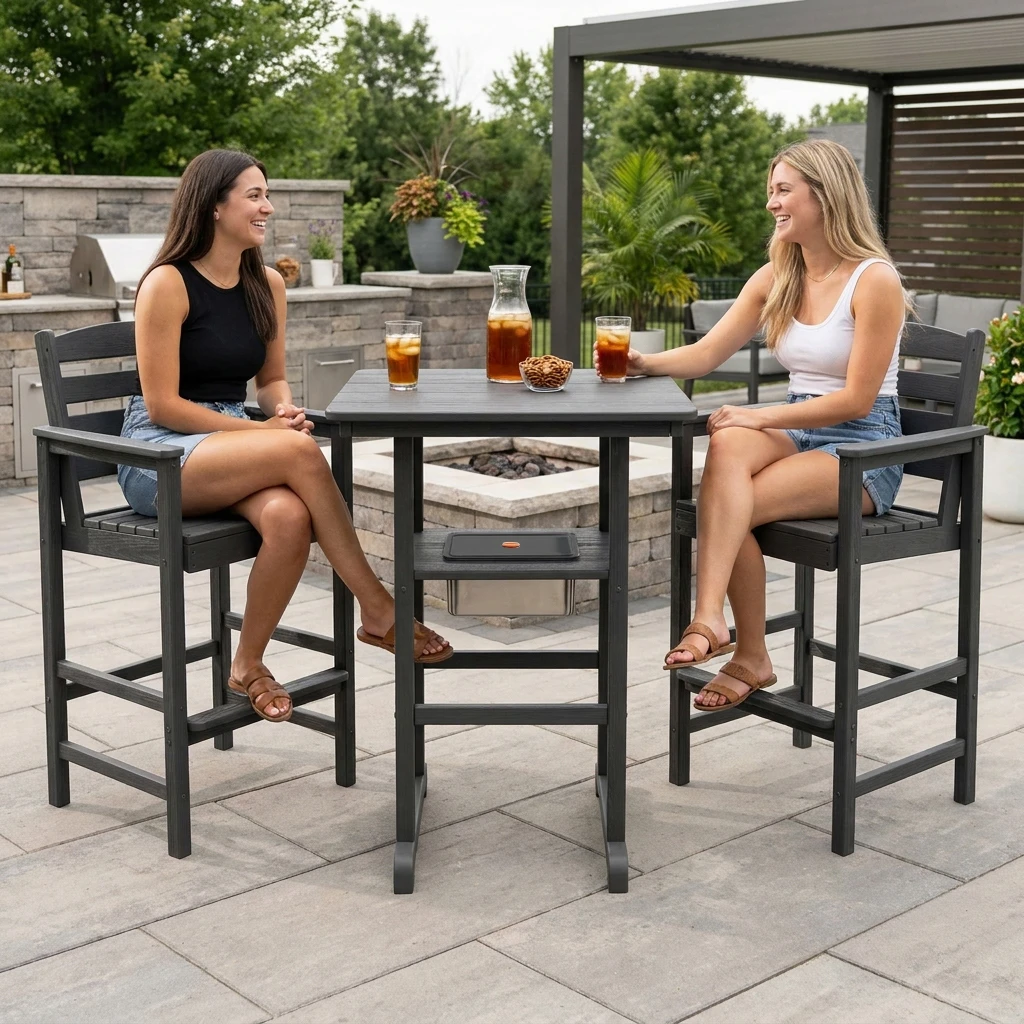 outdoor bar height table with hidden ice bucket - image 3 Outdoor Bar Height Table with Hidden Ice Bucket - Image 3