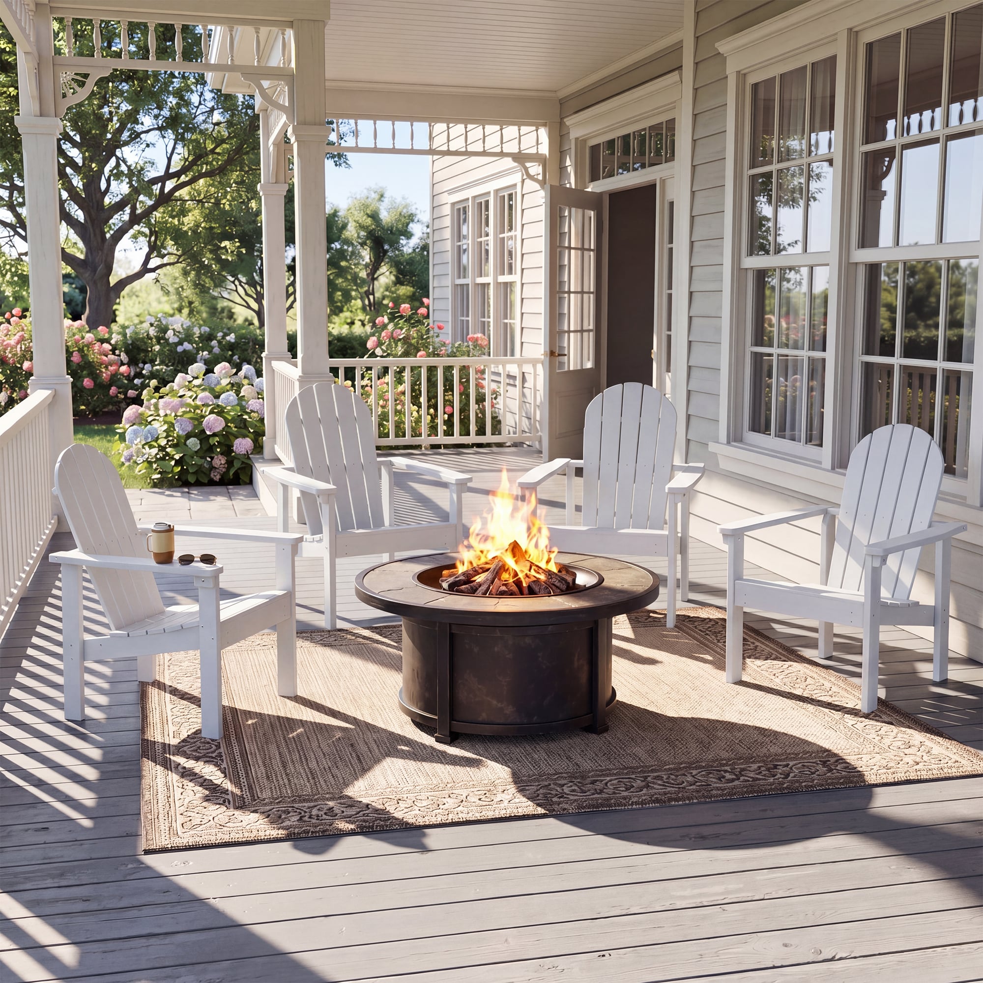 SERWALL Stackable Adirondack Chairs Set of 4, White