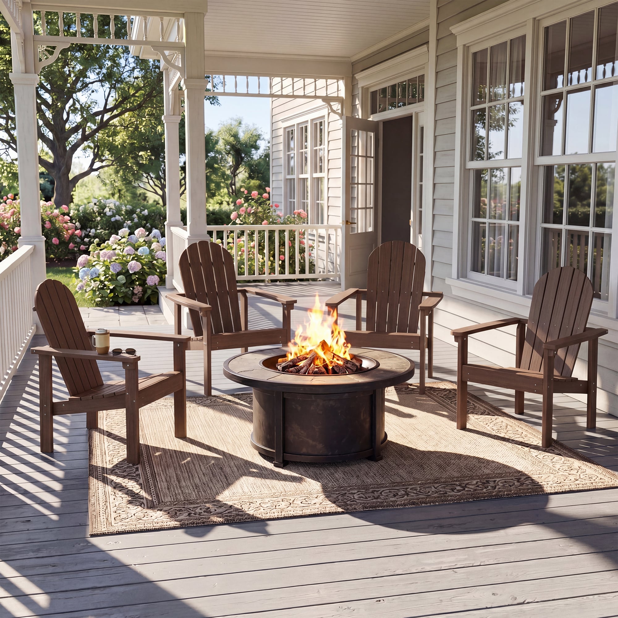 SERWALL Stackable Adirondack Chairs Set of 4, Brown