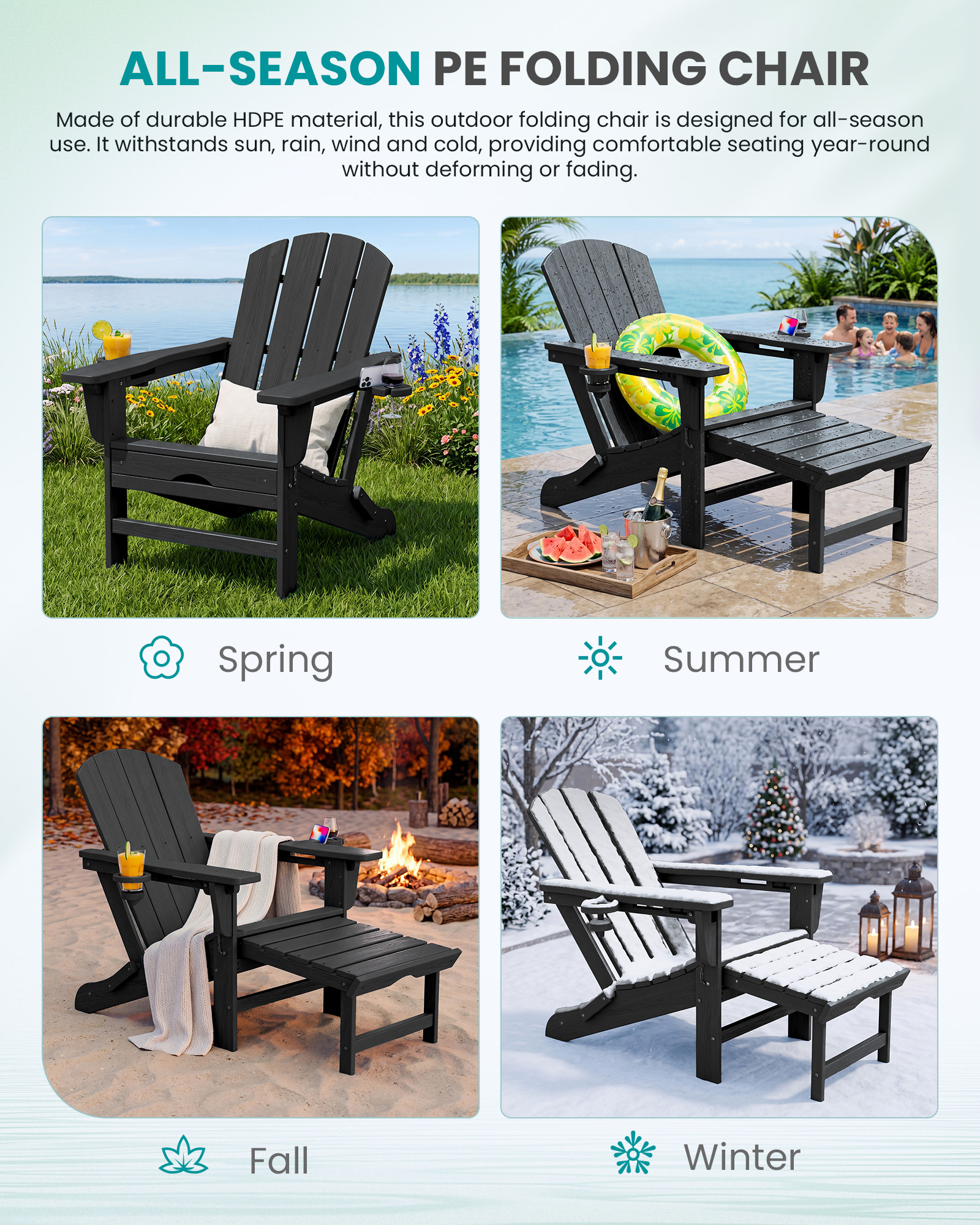 folding adjustable adirondack chairs with footrest set of 2 - image 4 Folding Adjustable Adirondack Chairs with Footrest Set of 2 - Image 4
