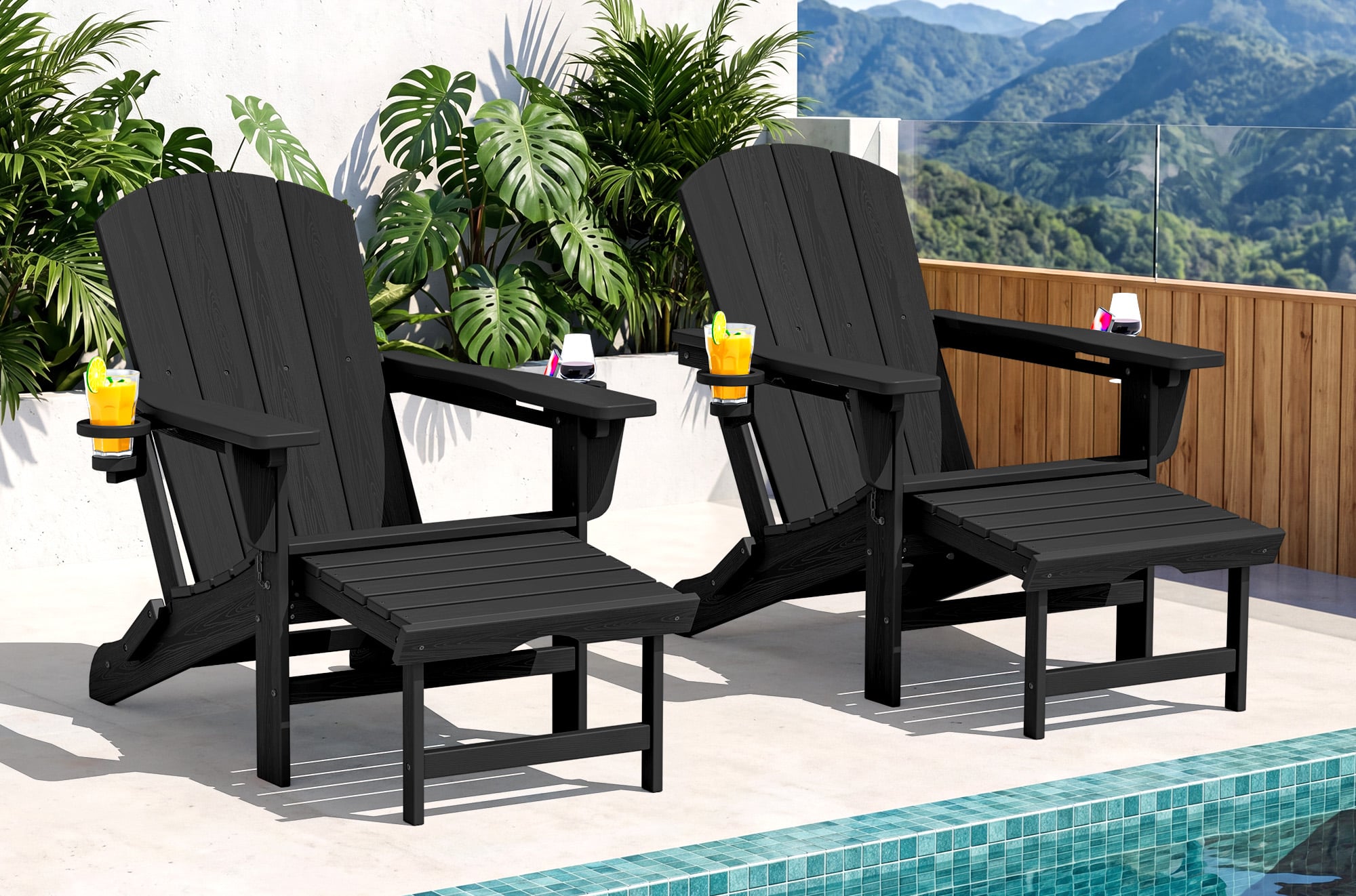 folding adjustable adirondack chairs with footrest set of 2 - image 2 Folding Adjustable Adirondack Chairs with Footrest Set of 2 - Image 2