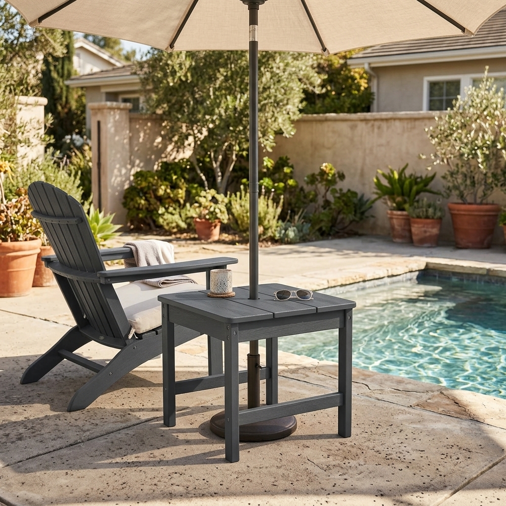 outdoor square side table with umbrella hole - image 3 Outdoor Square Side Table with Umbrella Hole - Image 3