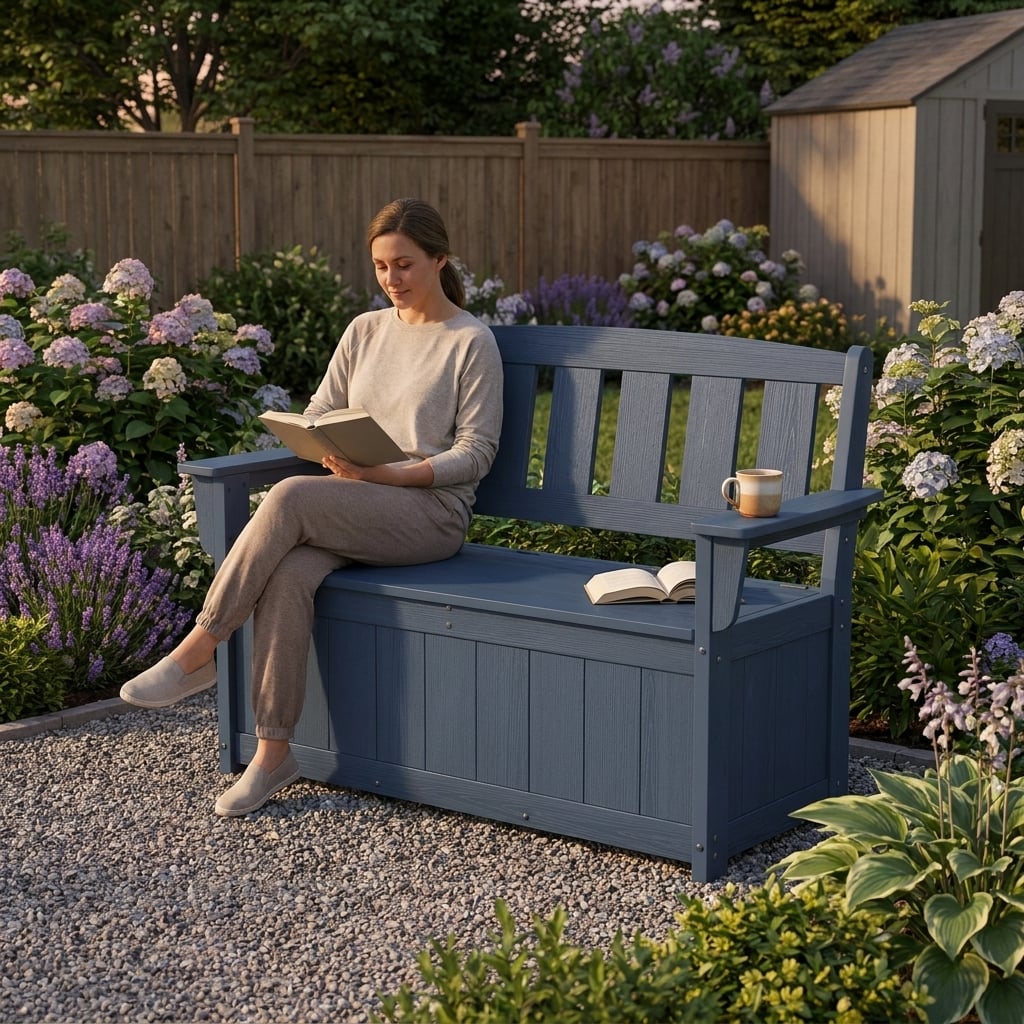 hdpe plastic outdoor storage bench - image 7 HDPE Plastic Outdoor Storage Bench - Image 7
