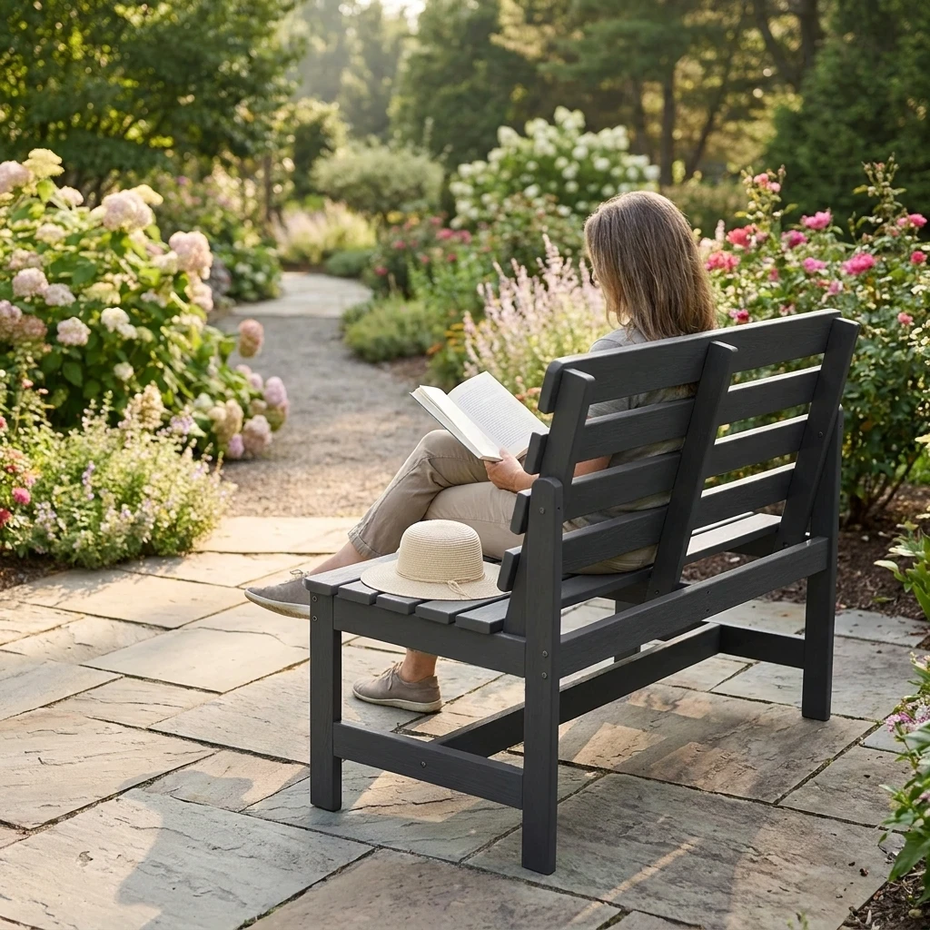 42.9" poly outdoor bench - image 5 42.9" Poly Outdoor Bench - Image 5