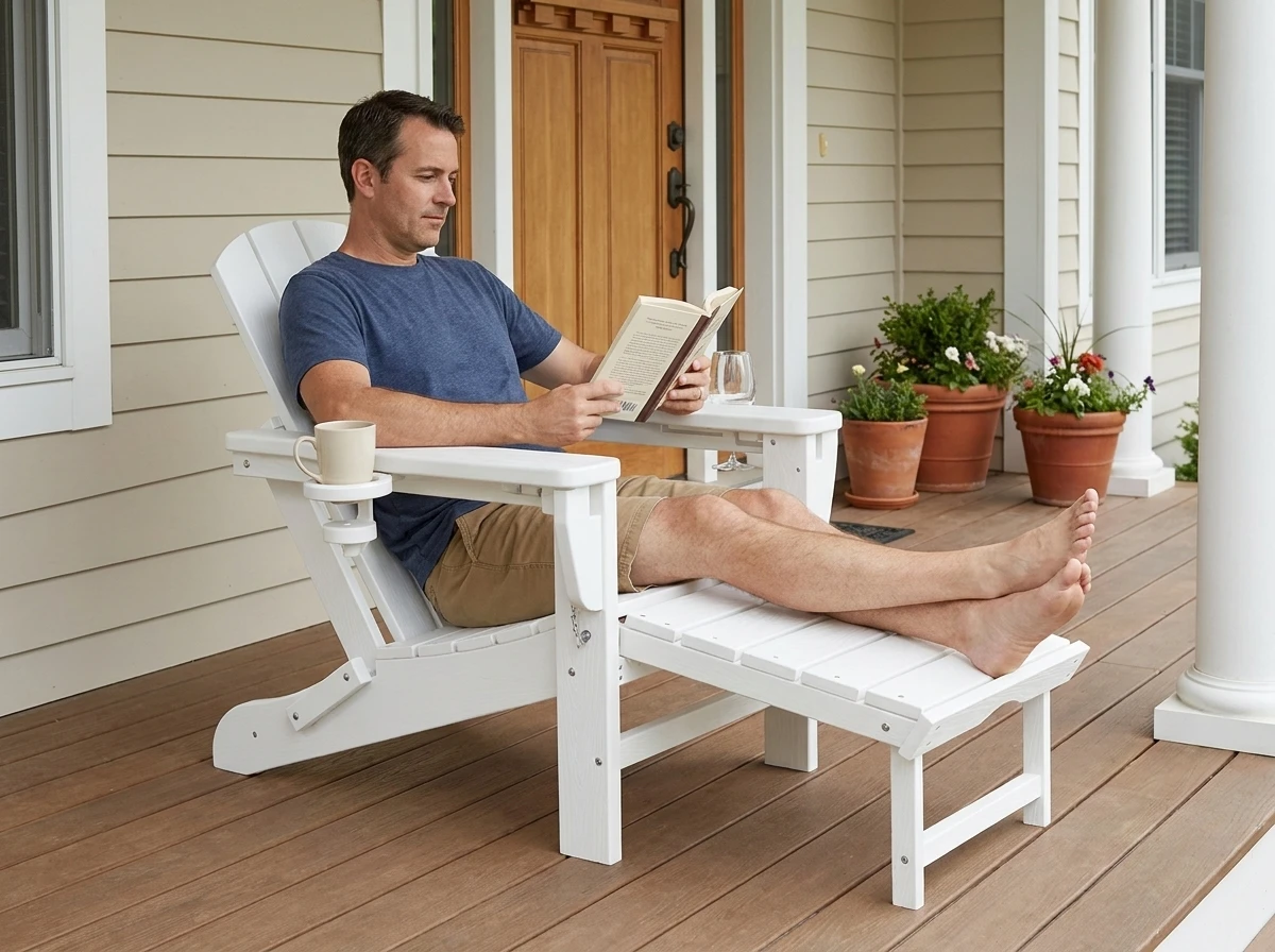 folding adjustable adirondack chair with retractable ottoman - image 5 Folding Adjustable Adirondack Chair with Retractable Ottoman - Image 5