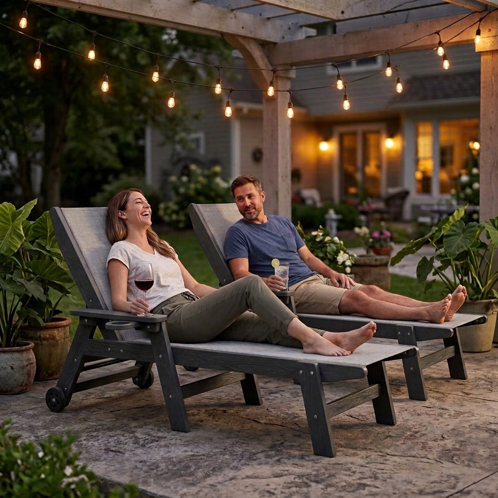 littoral outdoor hdpe sling chaise lounge chair set of 2 - image 6 LITTORAL Outdoor HDPE Sling Chaise Lounge Chair Set of 2 - Image 6