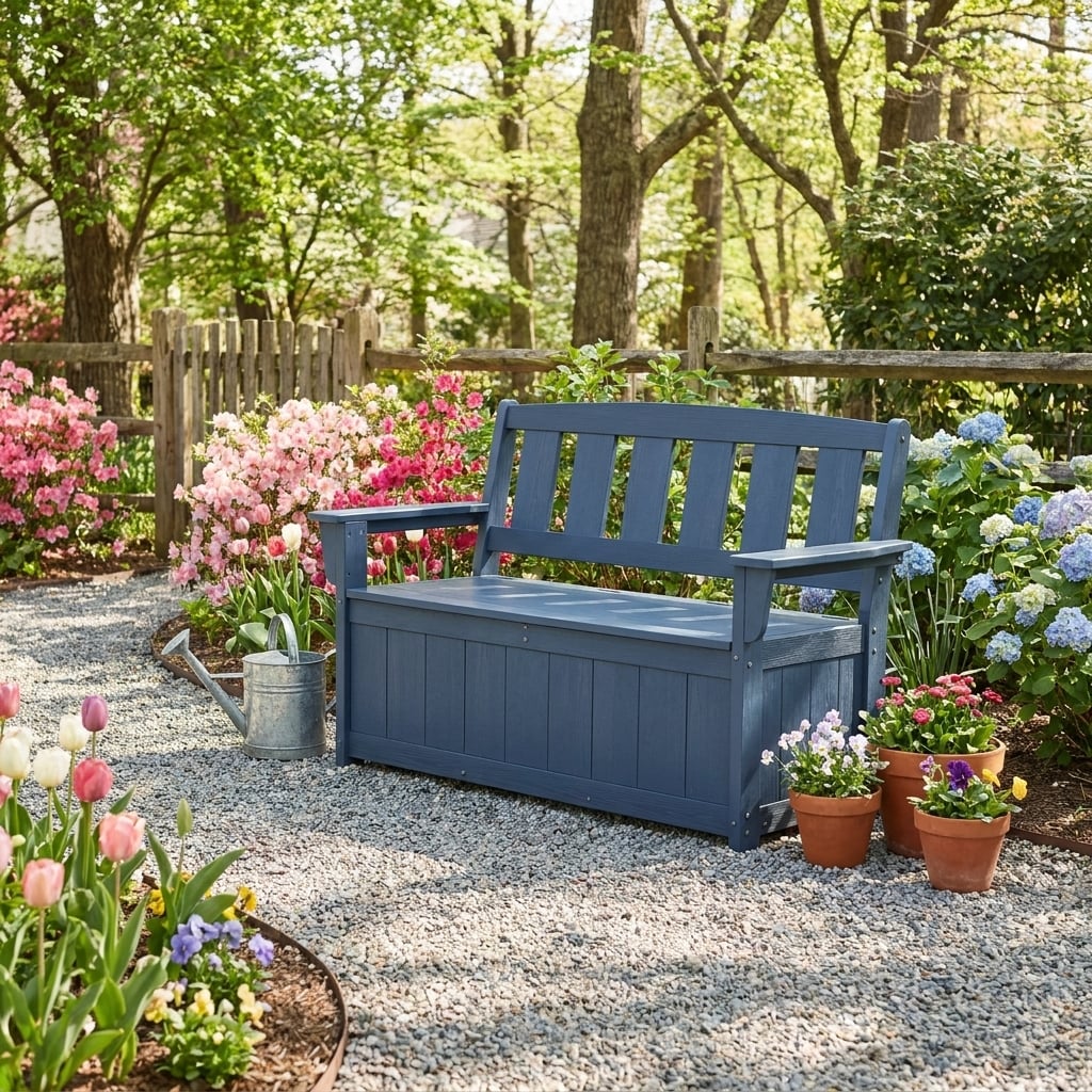 hdpe plastic outdoor storage bench - image 4 HDPE Plastic Outdoor Storage Bench - Image 4