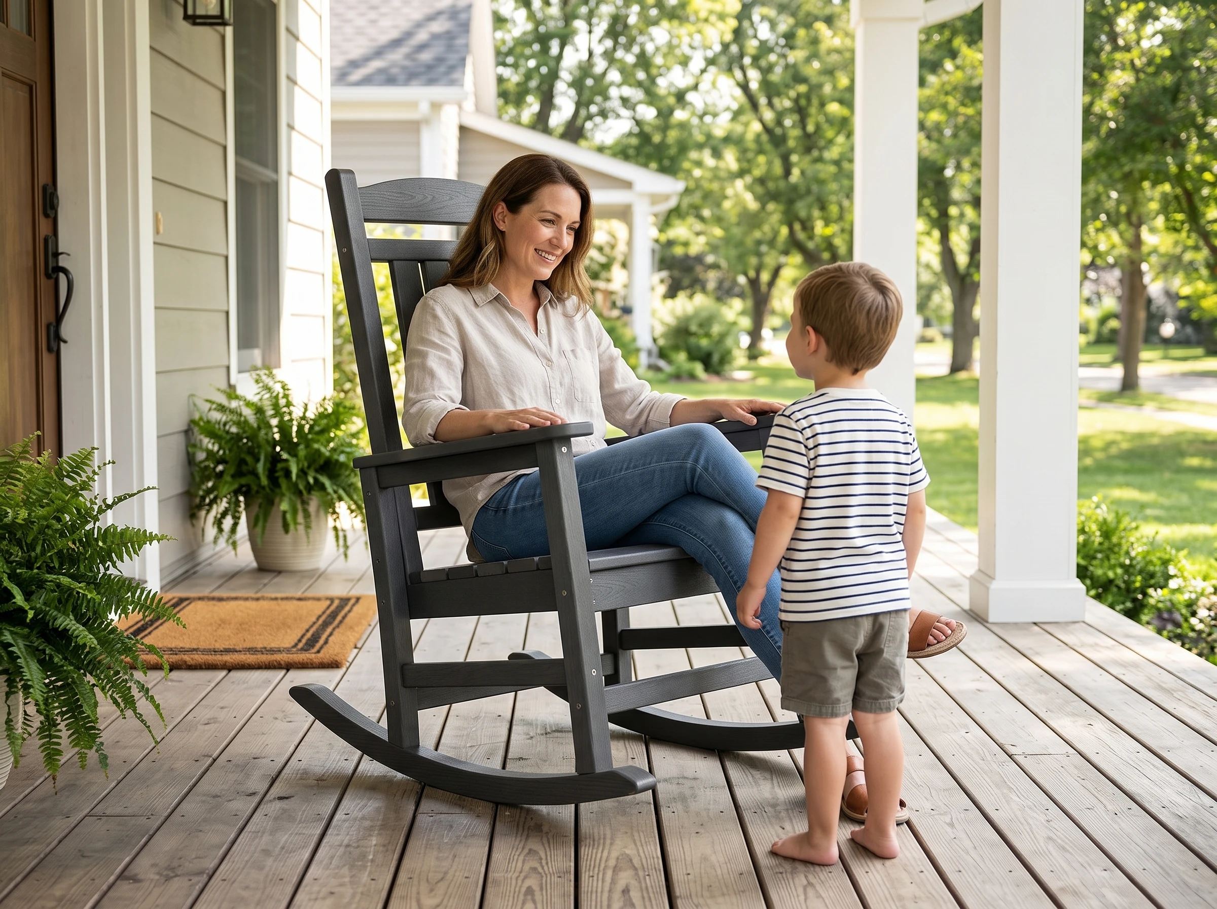 arch-top high-back porch rocking chair - image 6 Arch-Top High-Back Porch Rocking Chair - Image 6