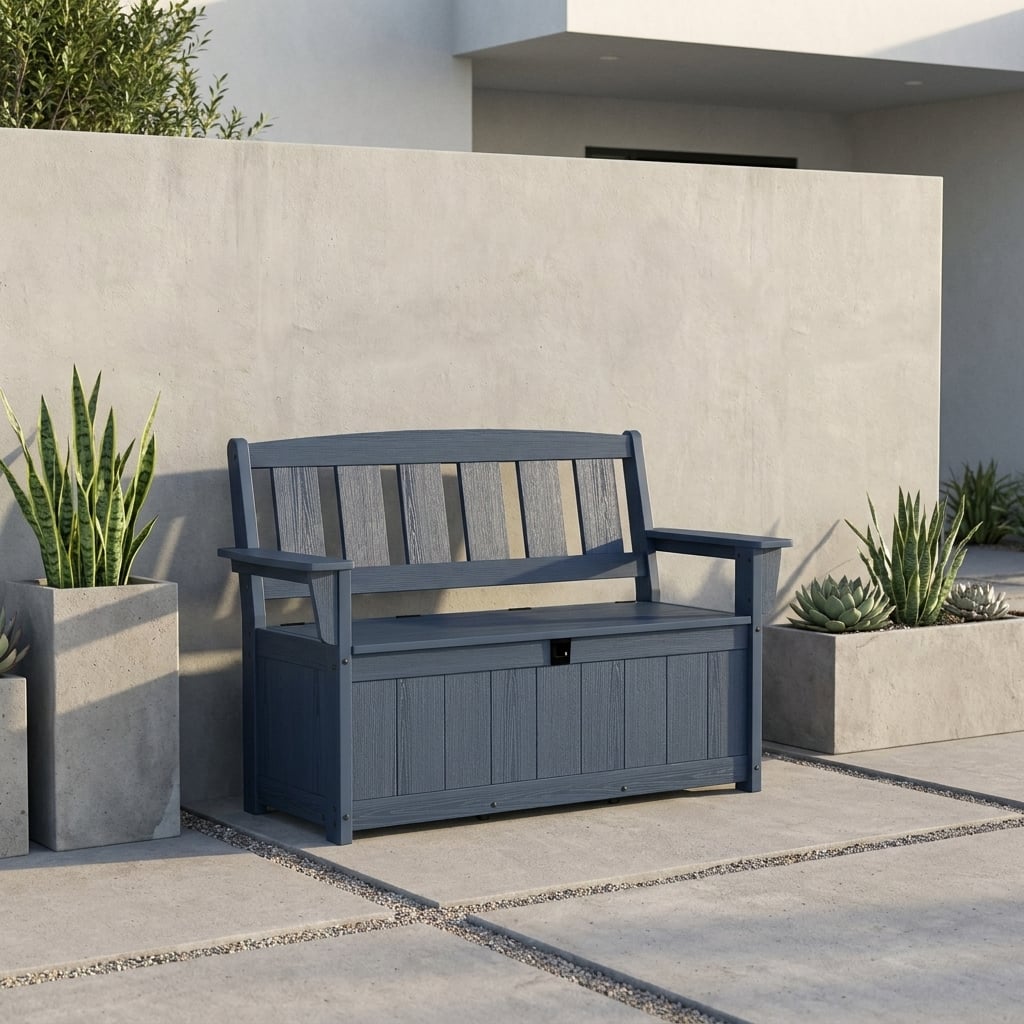 hdpe plastic outdoor storage bench - image 5 HDPE Plastic Outdoor Storage Bench - Image 5