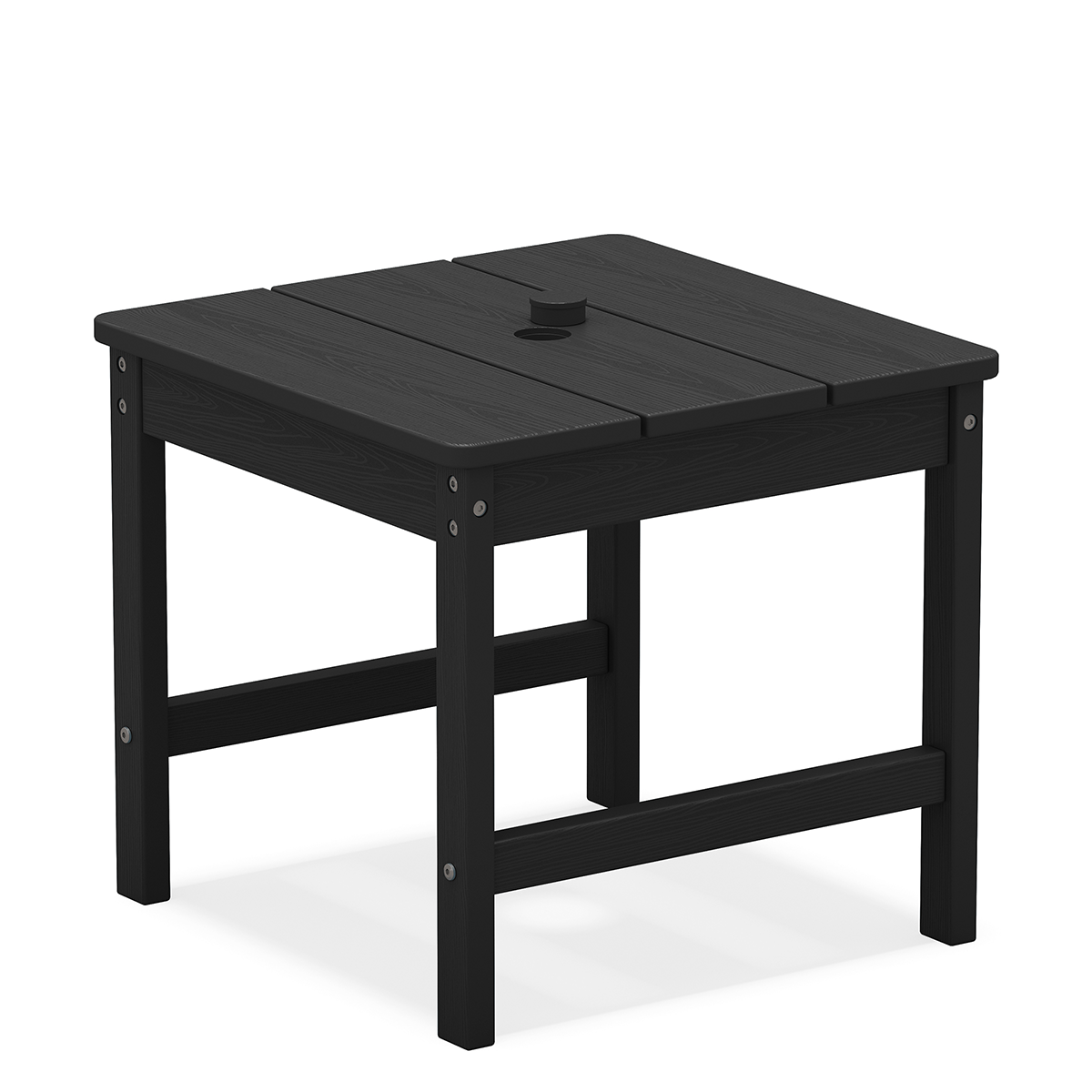 19.3“ Square Outdoor Side Table with Umbrella Hole, Waterproof HDPE Poly End Table for Patio