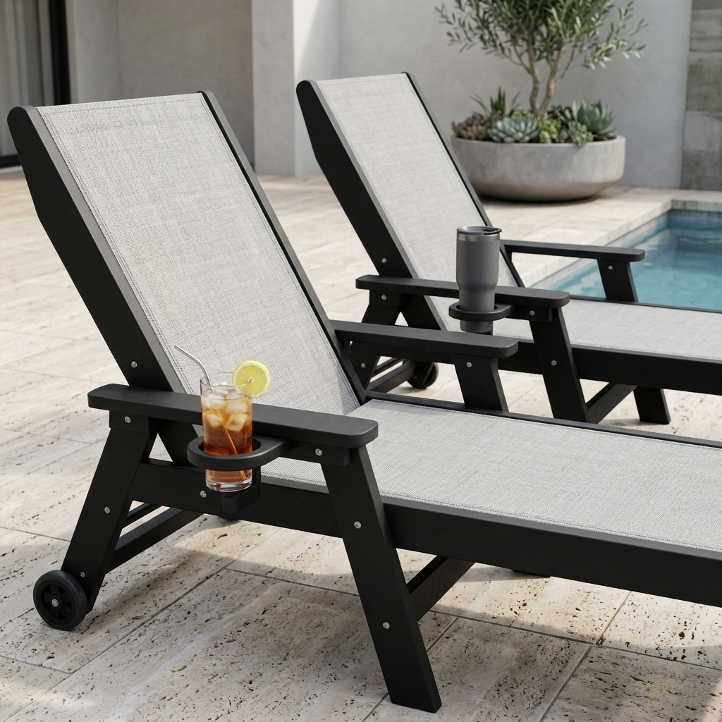 littoral outdoor hdpe sling chaise lounge chair set of 2 - image 3 LITTORAL Outdoor HDPE Sling Chaise Lounge Chair Set of 2 - Image 3