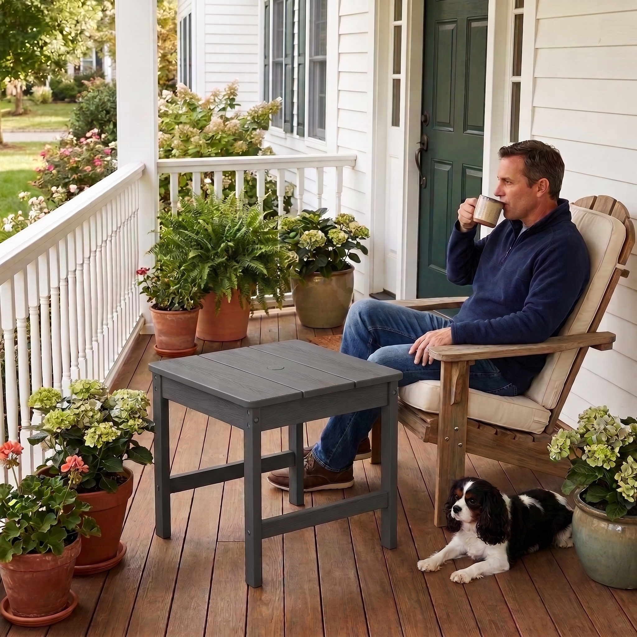 outdoor square side table with umbrella hole - image 6 Outdoor Square Side Table with Umbrella Hole - Image 6