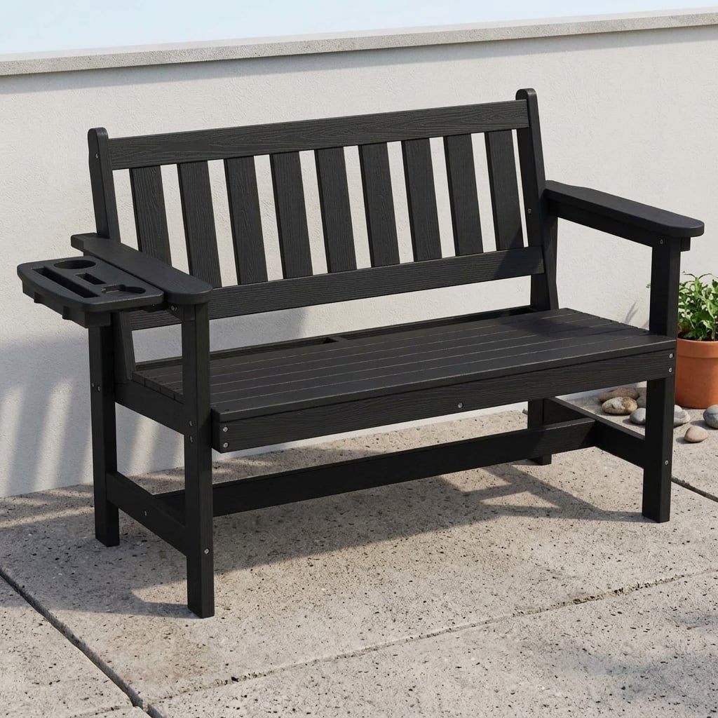 outdoor bench with side tray - image 3 Outdoor Bench with Side Tray - Image 3