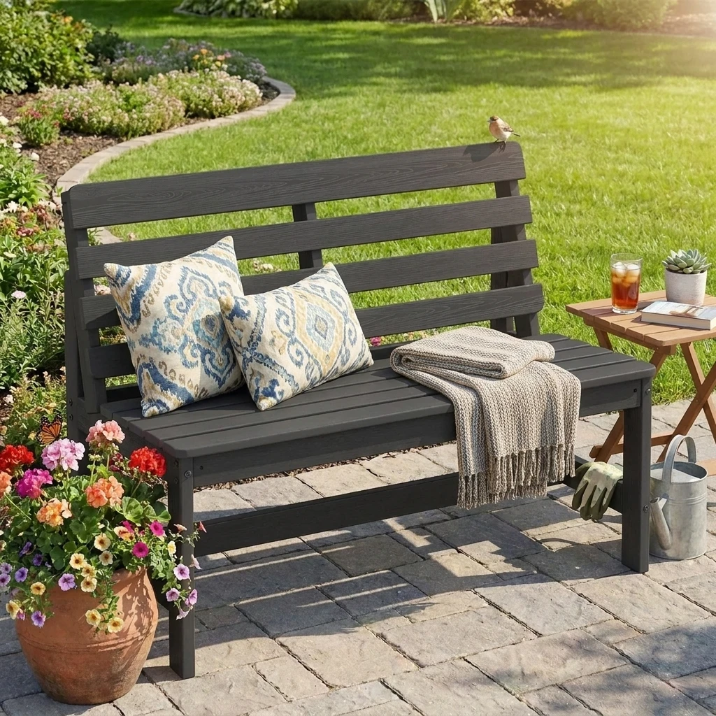 42.9" poly outdoor bench - image 3 42.9" Poly Outdoor Bench - Image 3