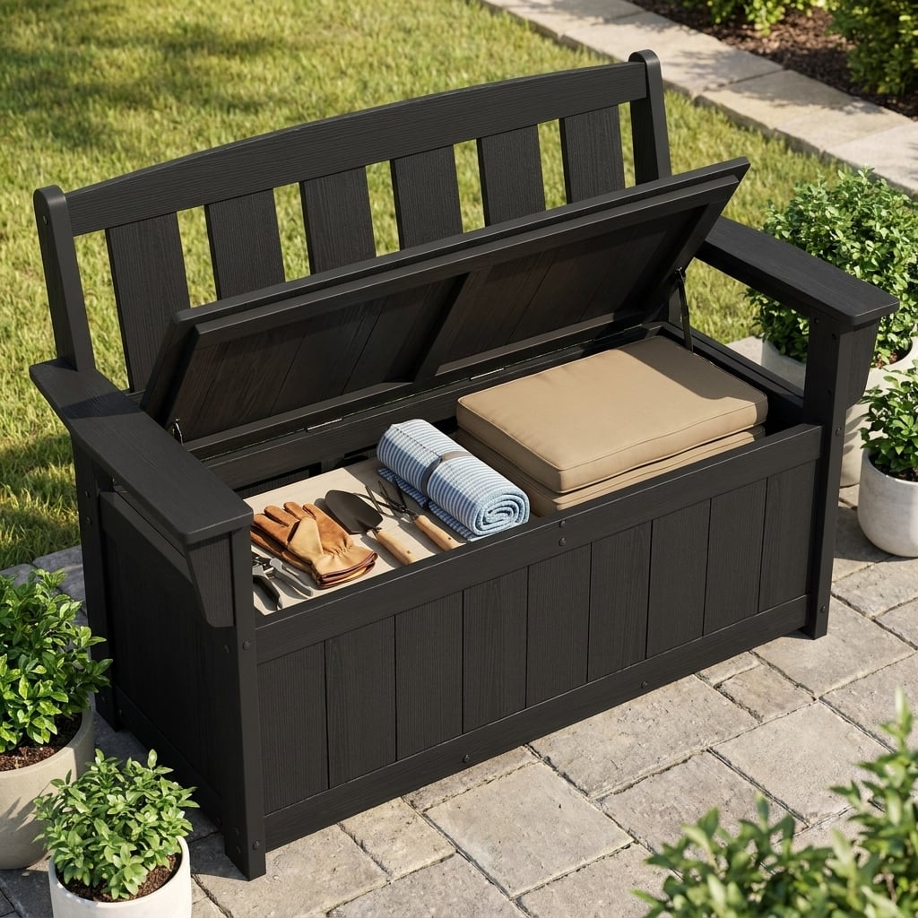 hdpe plastic outdoor storage bench - image 3 HDPE Plastic Outdoor Storage Bench - Image 3