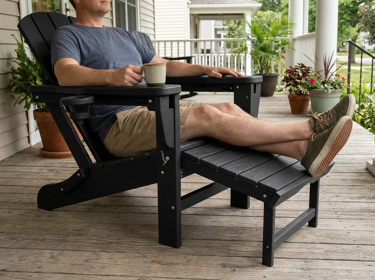 folding adjustable adirondack chair with retractable ottoman - image 7 Folding Adjustable Adirondack Chair with Retractable Ottoman - Image 7