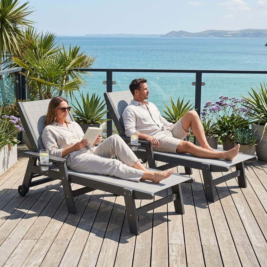 littoral outdoor hdpe sling chaise lounge chair set of 2 - image 7 LITTORAL Outdoor HDPE Sling Chaise Lounge Chair Set of 2 - Image 7