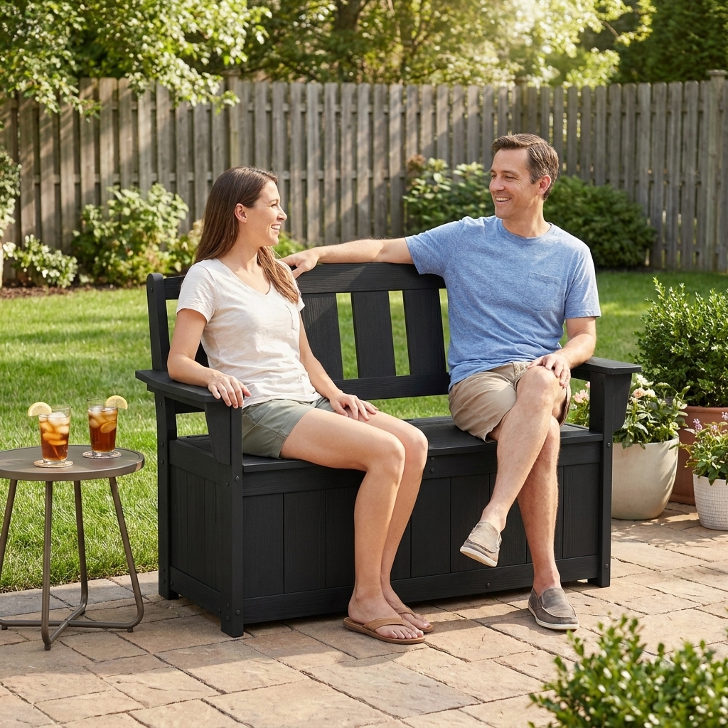 hdpe plastic outdoor storage bench - image 6 HDPE Plastic Outdoor Storage Bench - Image 6